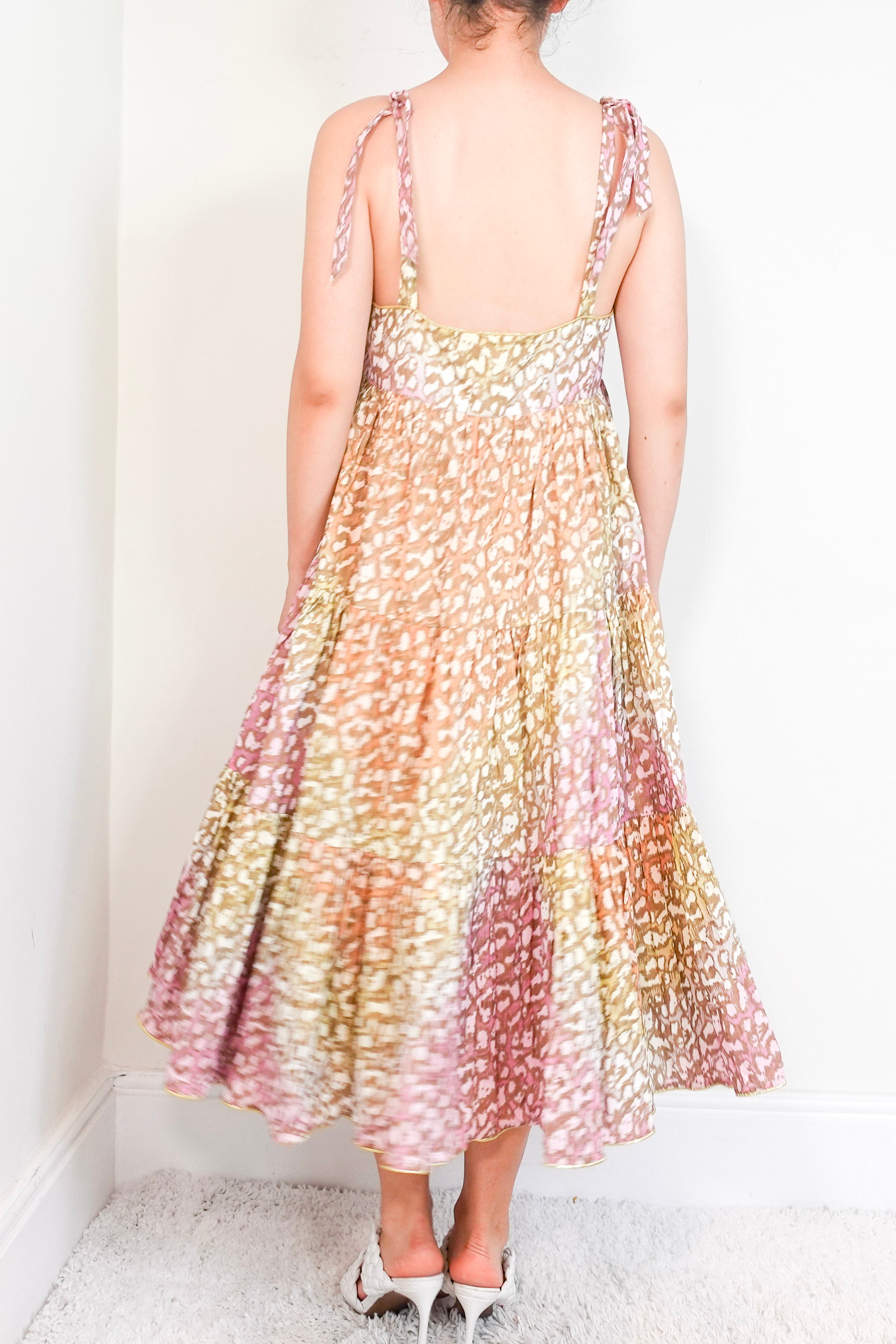 Juliet Dunn Tie Dye 70s Leopard print Midi Sundress RRP £250 | Authentic Preloved