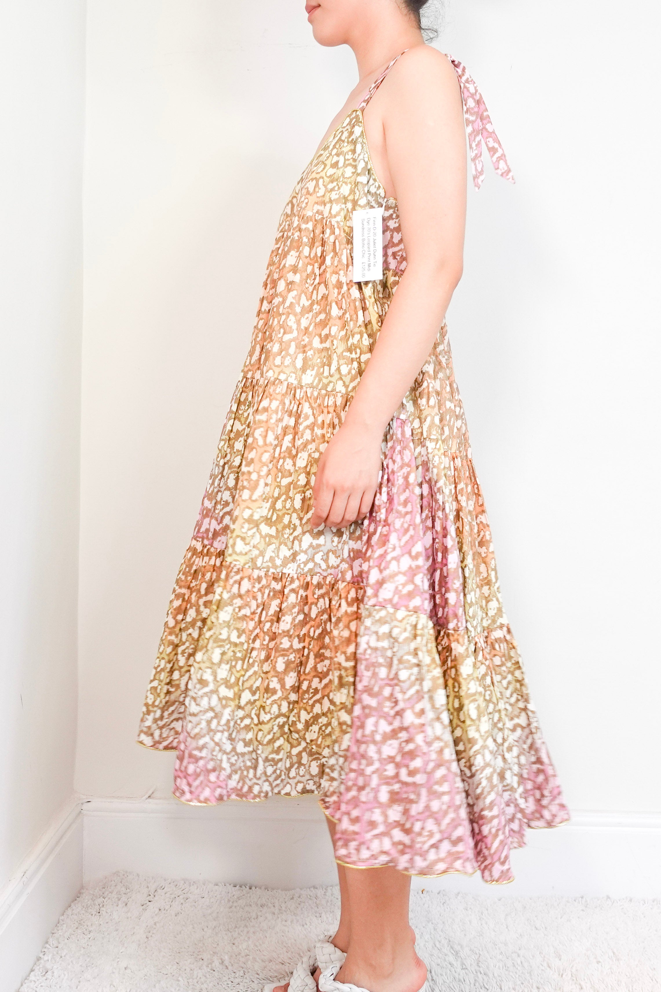 Juliet Dunn Tie Dye 70s Leopard print Midi Sundress RRP £250 | Authentic Preloved