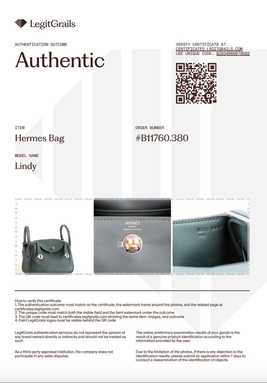 NEW Hermès Mini Lindy Bag in Vert Foncé Leather with Mixed Metal Hardware | Authentic Preloved - Reloved Again
