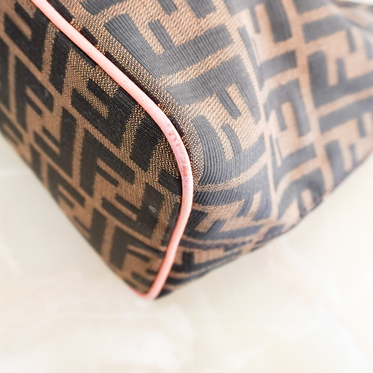 Fendi Round Flap Baguette Zucca Canvas Bag with Crystal Flower Buckle North South RRP (£2,200) | Authentic Preloved - Reloved Again