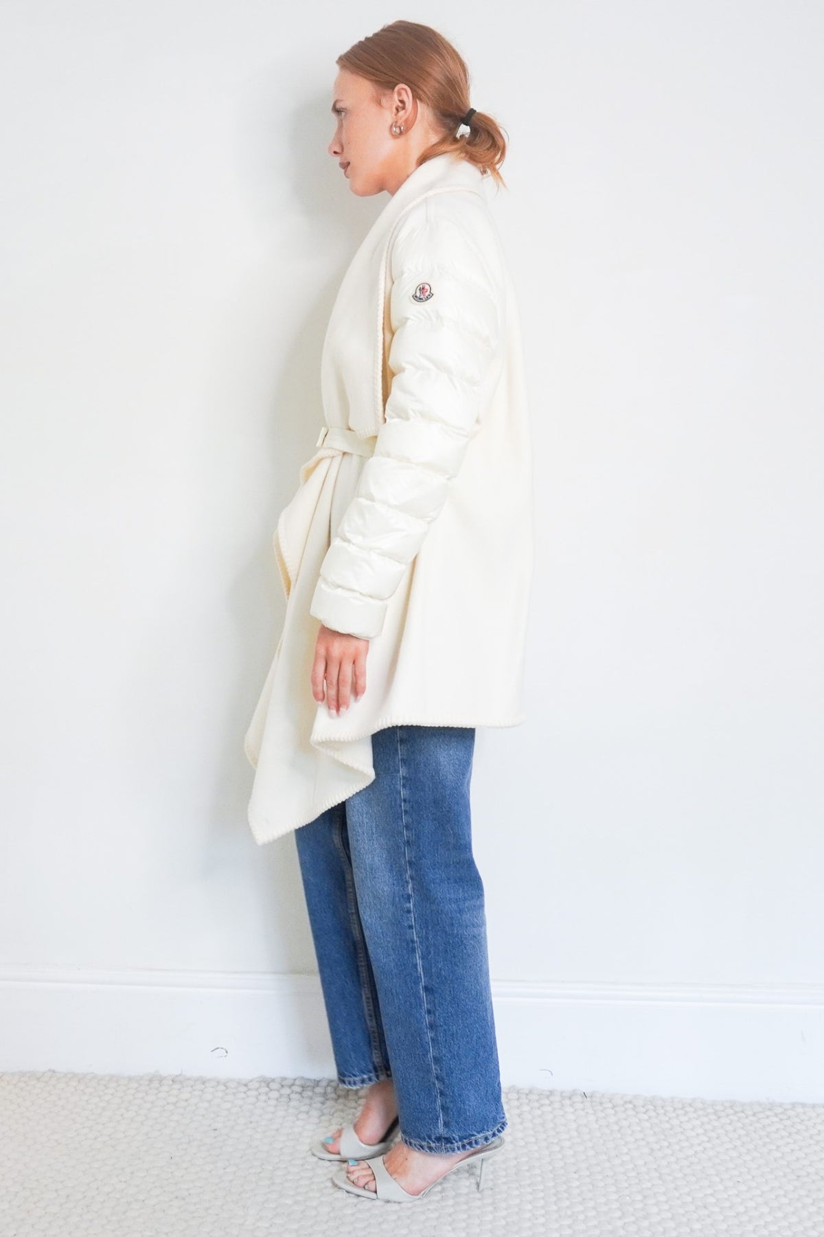 Moncler Cream Wool Jacket with Quilted Sleeves (RRP £2000) | Authentic Preloved