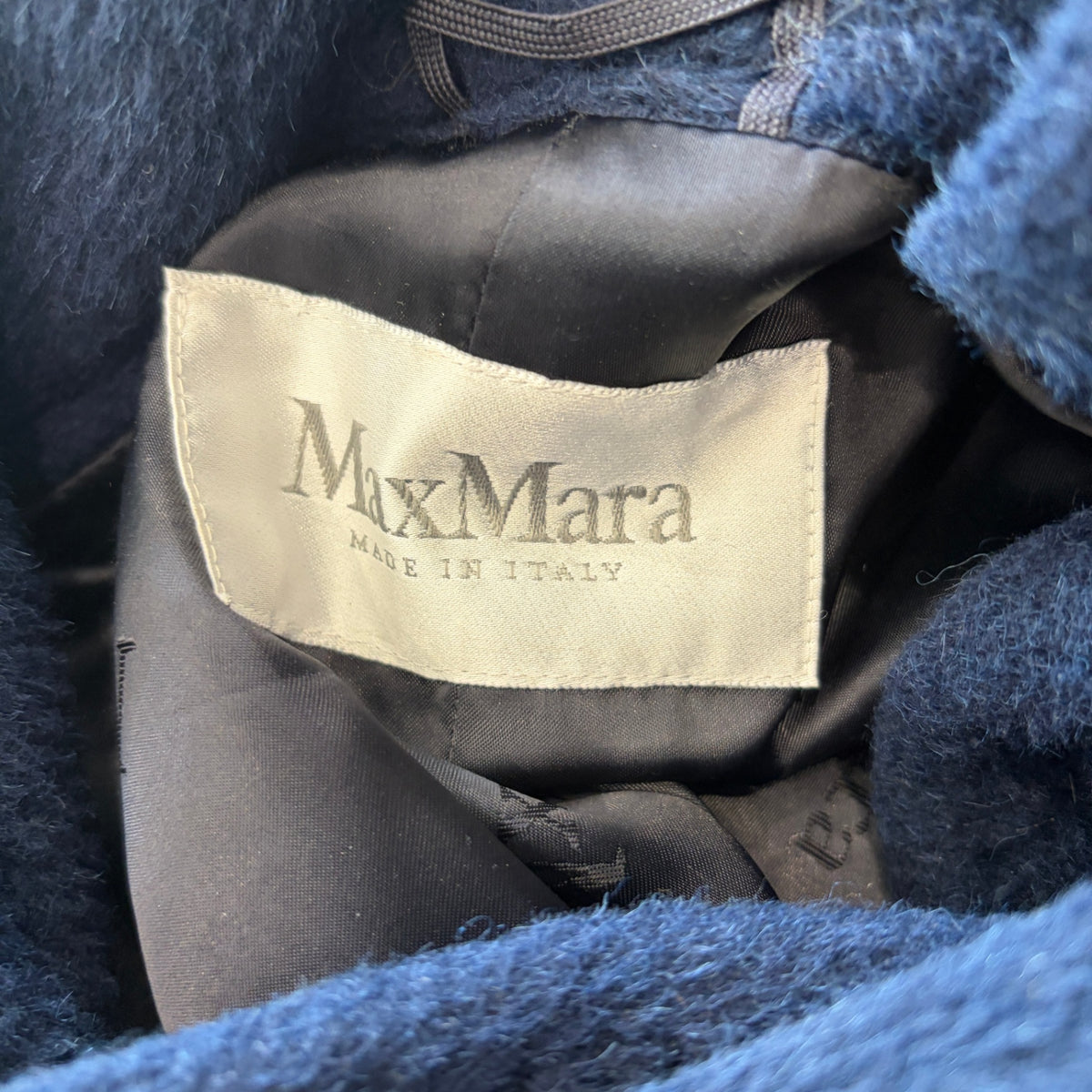 Max Mara Blue Alpaca Wool Funnel Neck Coat RRP £1k