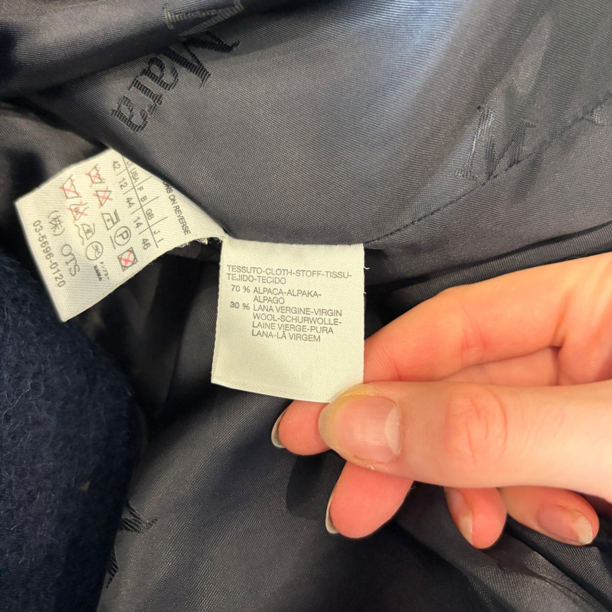 Max Mara Blue Alpaca Wool Funnel Neck Coat RRP £1k