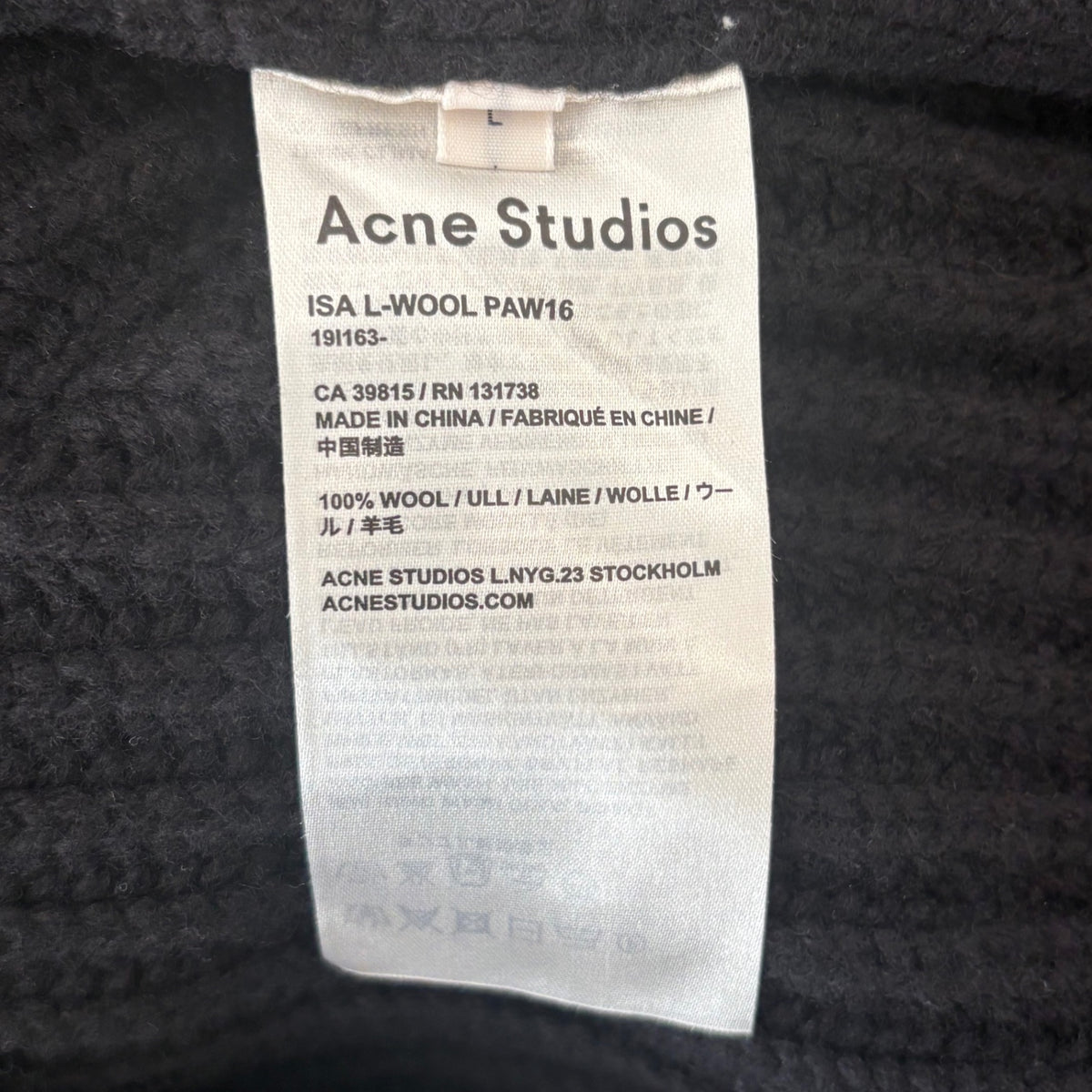 Acne Studios Ribbed Wool Knit Sweater (RRP £400) | Authentic Preloved - Reloved Again