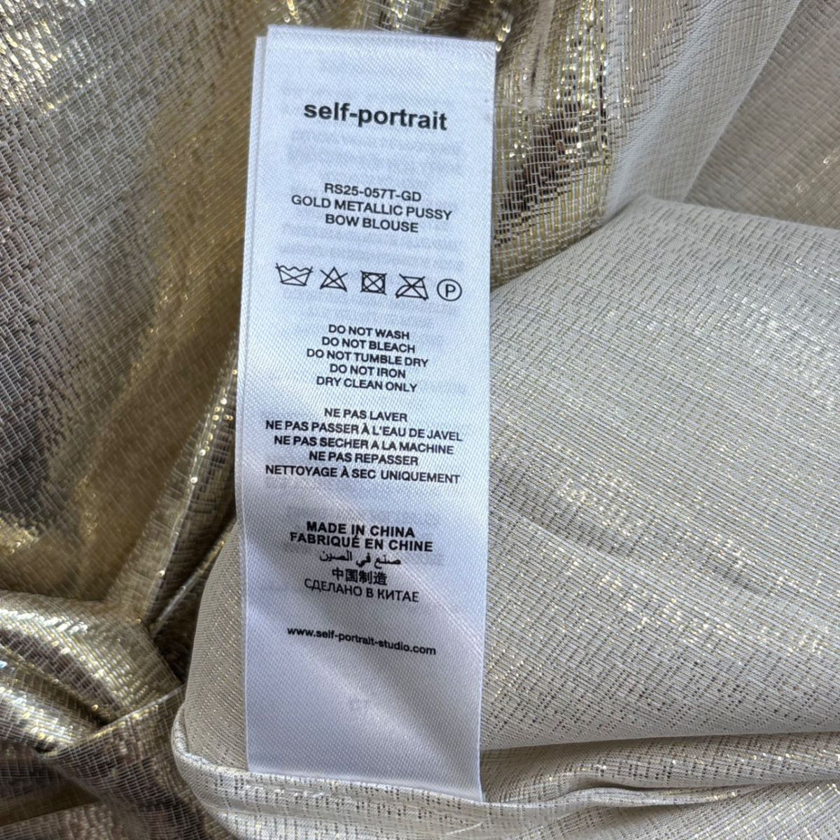 NEW Self Portrait Metallic Pussy Bow Blouse (RRP £304) | Authentic Preloved - Reloved Again