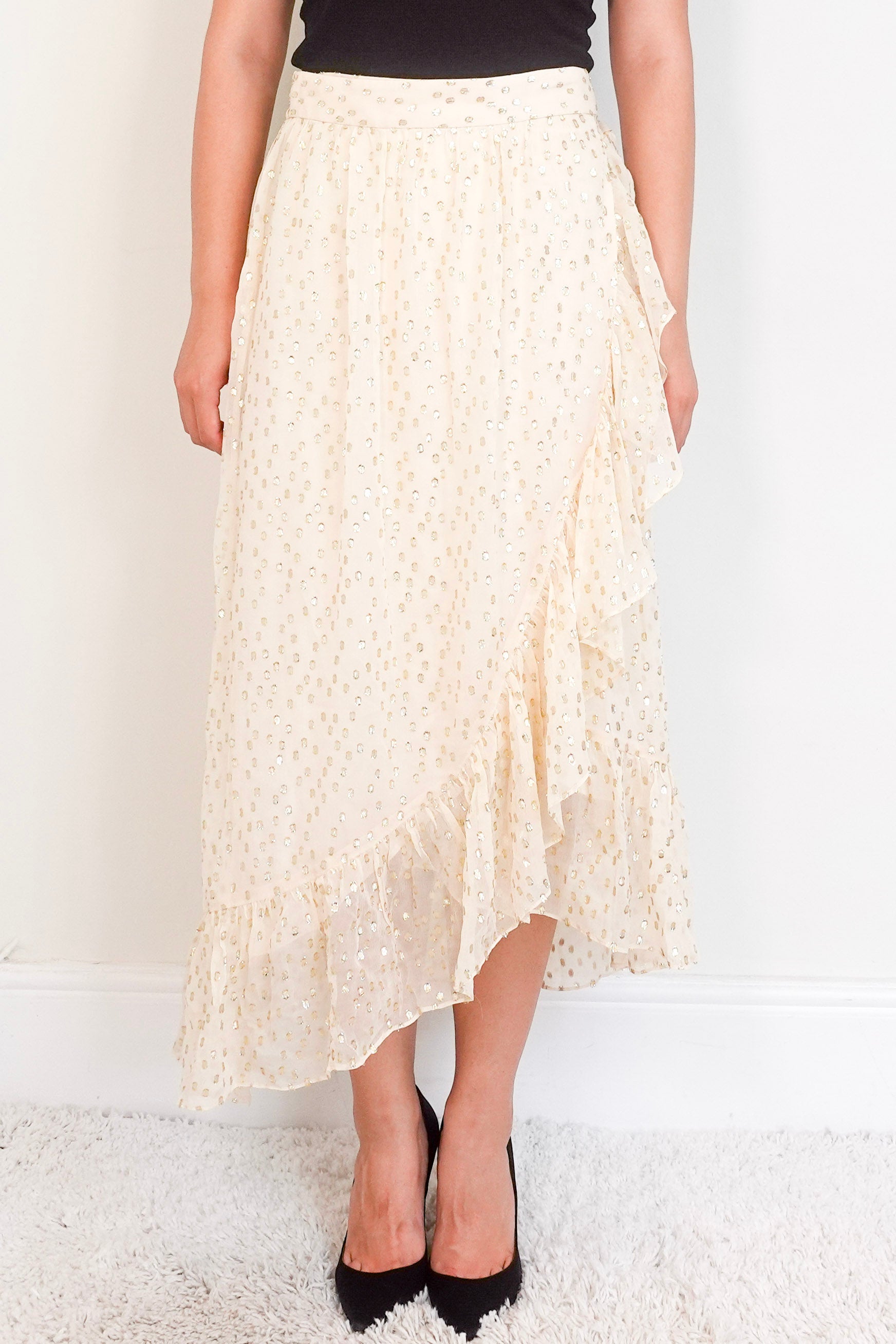 Zimmermann gold detail Ruffle Wrap Skirt RRP £ | Preloved Authentic