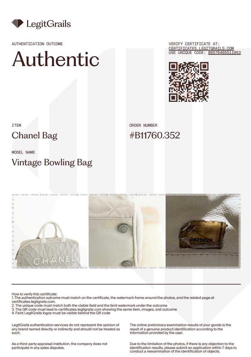 Chanel Vintage Sports Line Quilted Grey Canvas Bowling Bag | Authentic Preloved - Reloved Again