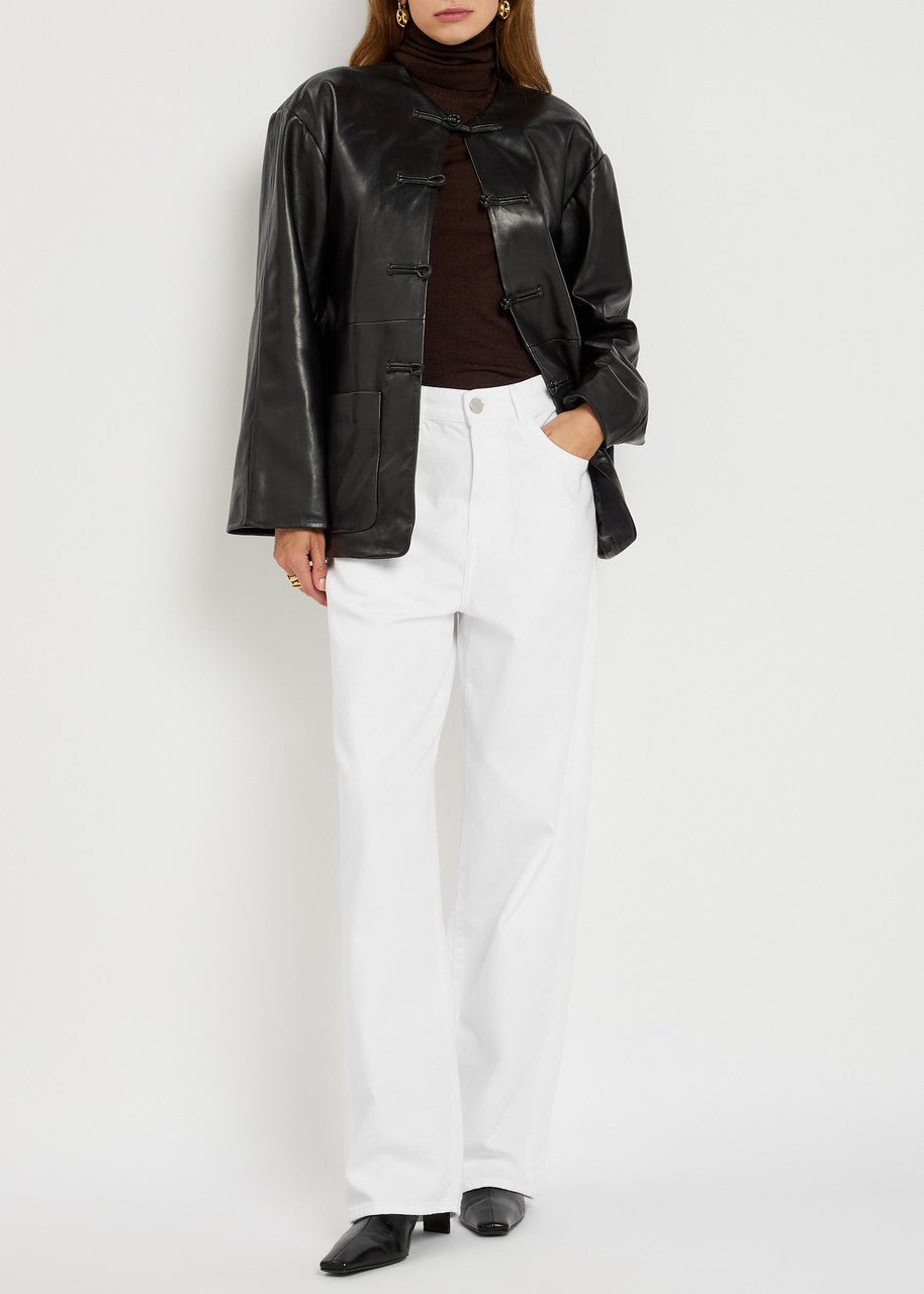 NEW Róhe Mandarin Closure Leather Jacket in Black (RRP £840) | Authentic Preloved - Reloved Again