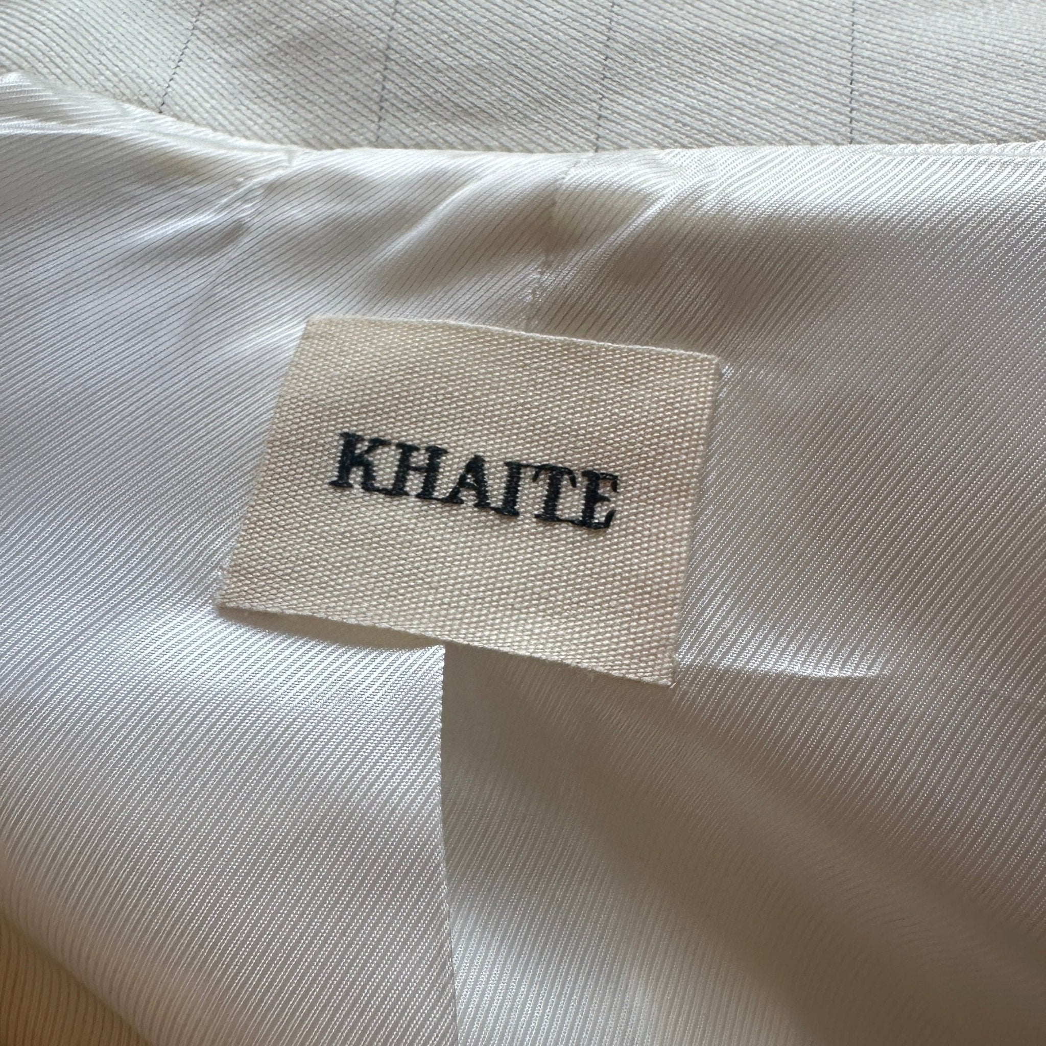 Khaite Malek Striped Cotton Tuxedo Jacket in Cream Black Stripe (RRP £2200) | Authentic Preloved - Reloved Again