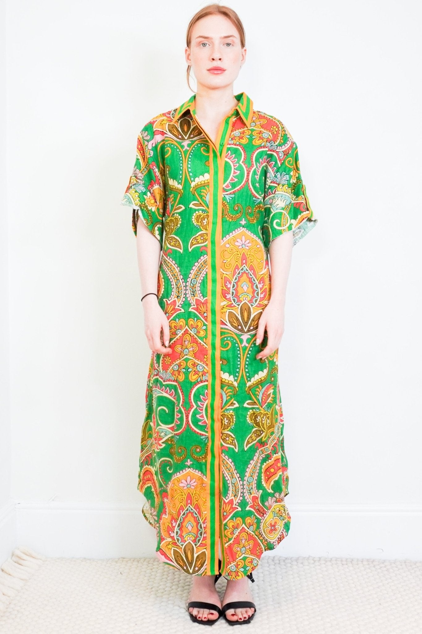 Alémais Green Floral Linen Shirtdress RRP £500 | Authentic & Preloved - Reloved Again