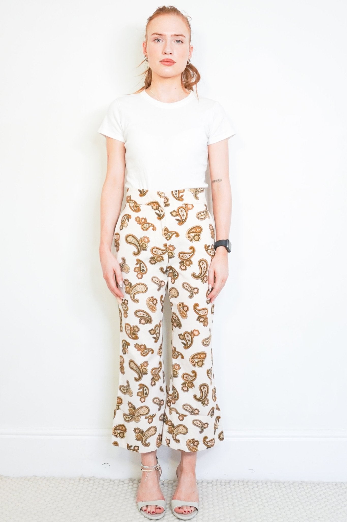 Alémais Cream Paisley Cropped Trousers (RRP £330) | Authentic Preloved - Reloved Again