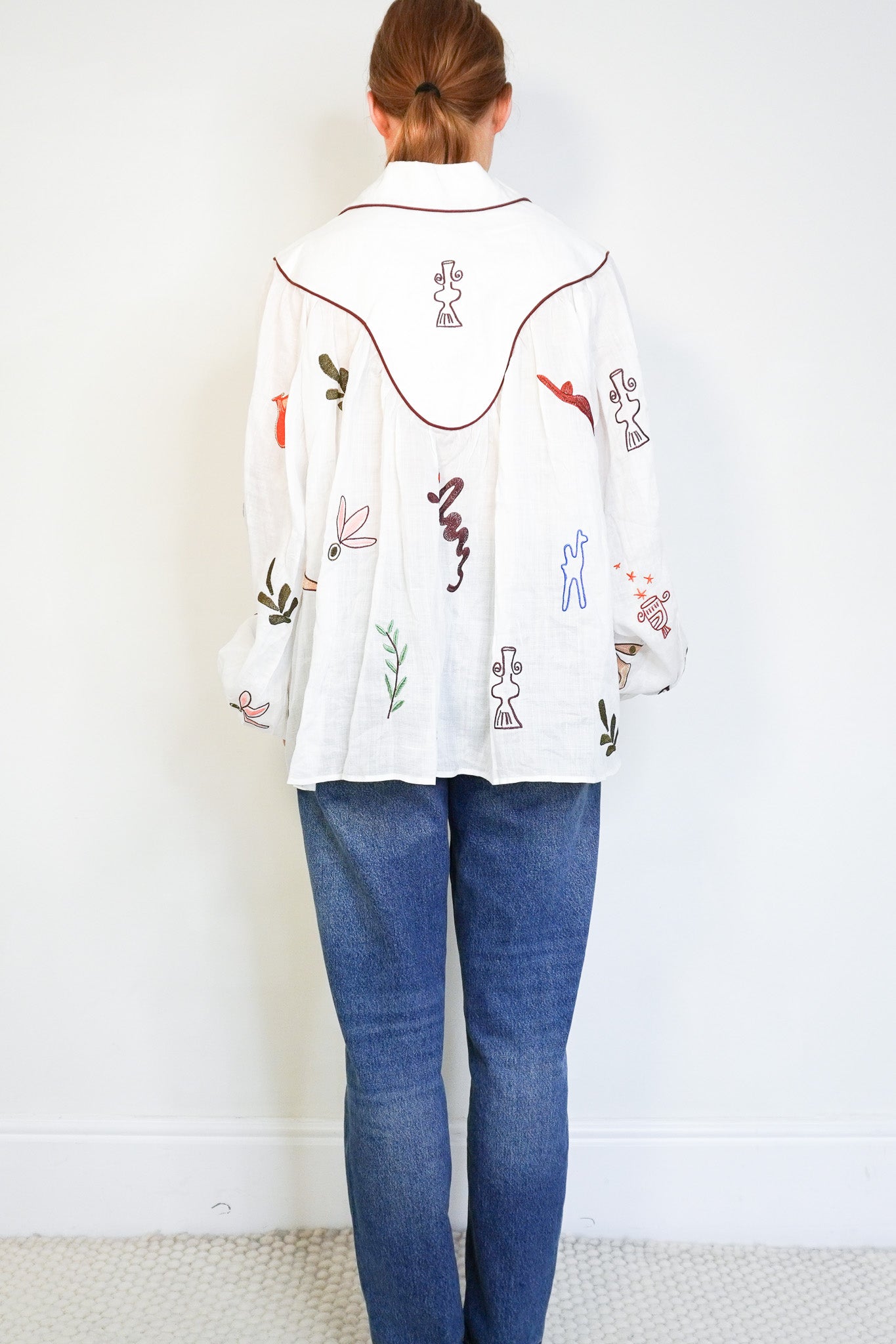 Alémais White Embroidered Linen Top back photo chelsea london