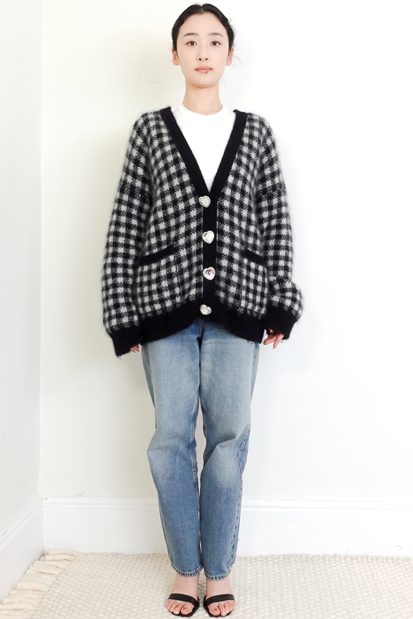 Alessandra Rich Monochrome Check Cardigan RRP £985 | Authentic Preloved - Reloved Again