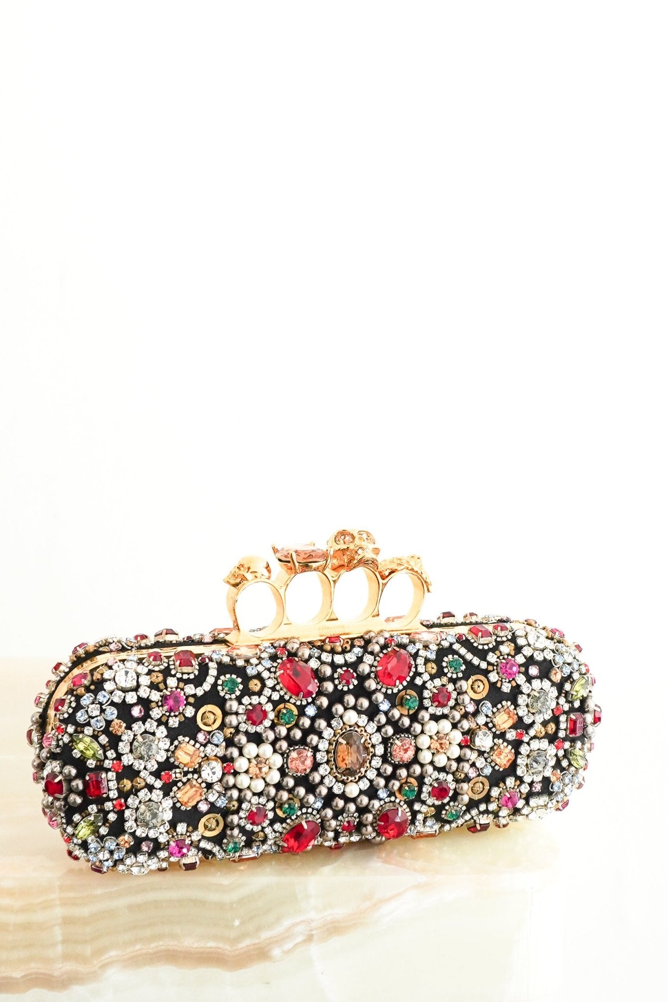 Alexander McQueen Black Satin Embellished Box Clutch RRP £3067 | Authentic Preloved - Reloved Again