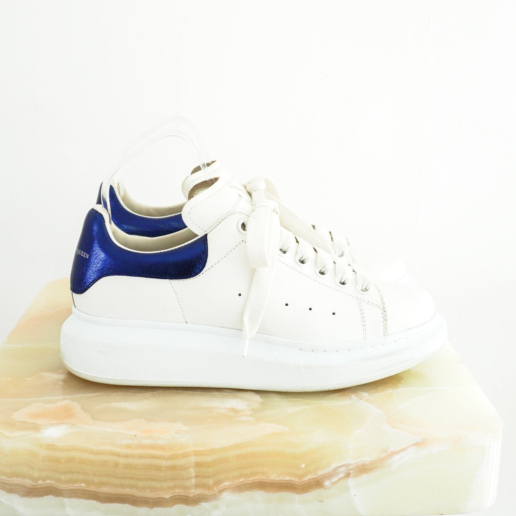 Alexander McQueen Oversize Sneaker in White and Blue RRP £460 | Authentic Preloved - Reloved Again