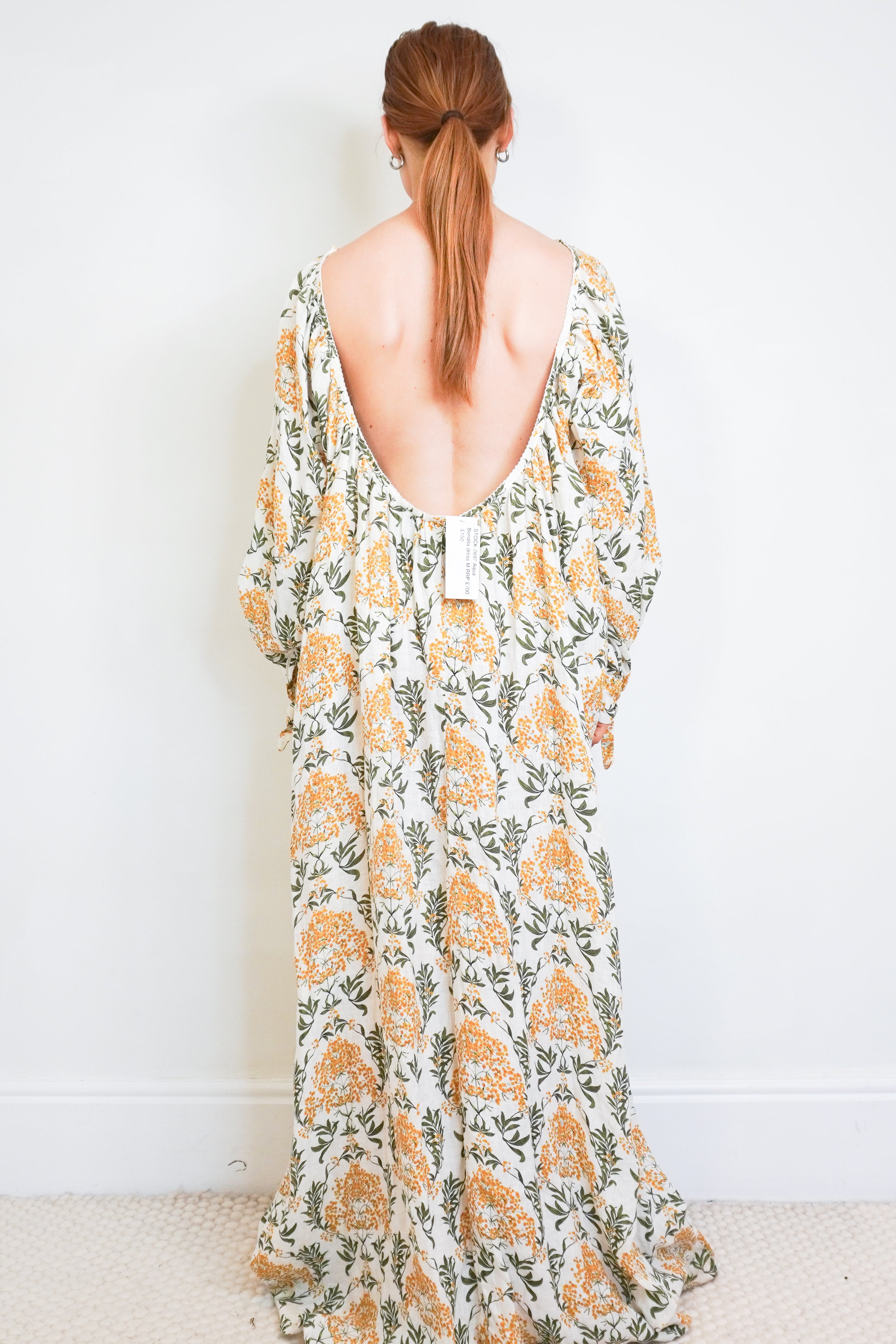 Aqua Bendita Granada Araguanes Floral Linen Dress back photo chelsea london