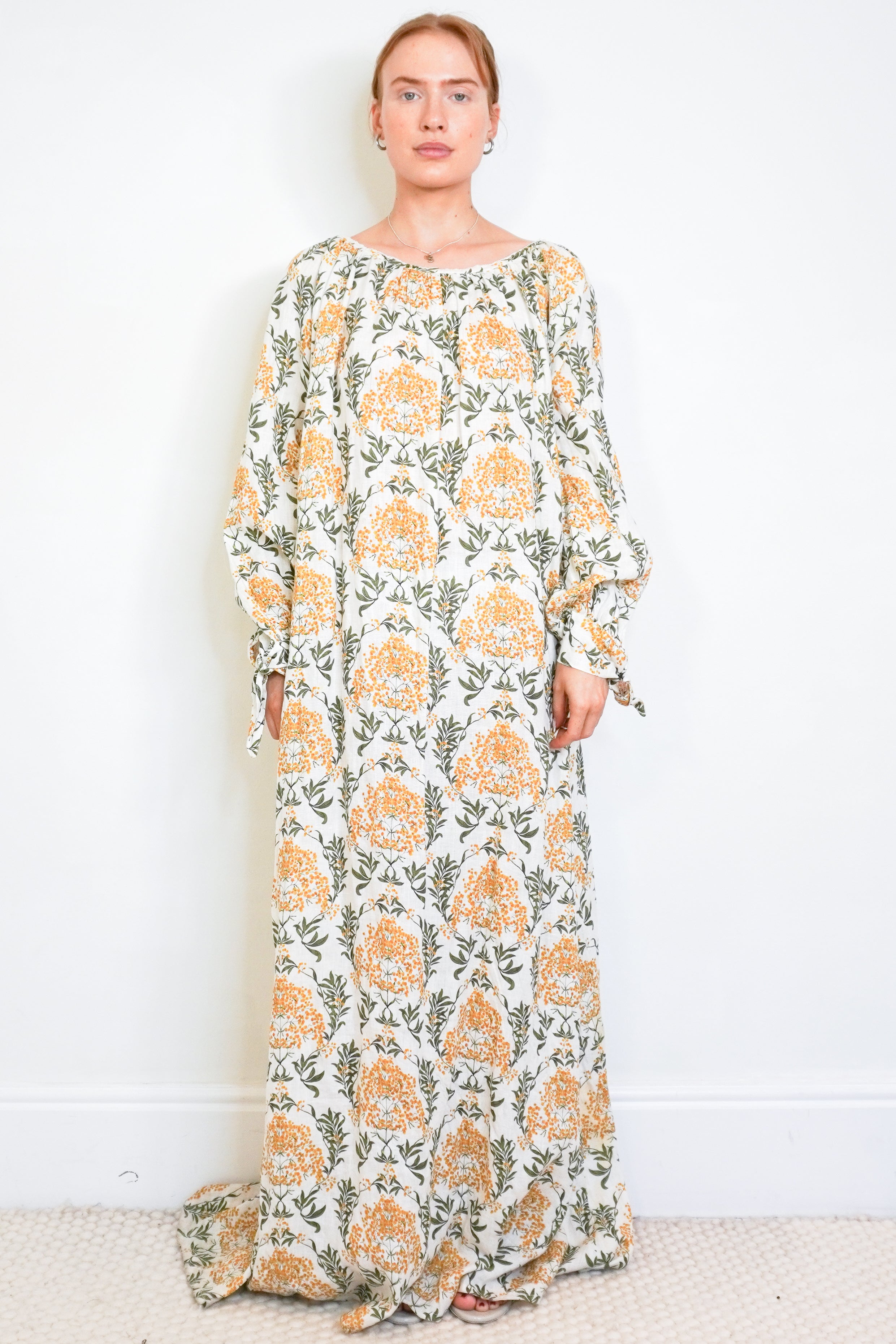 Aqua Bendita Granada Araguanes Floral Linen Dress front photo chelsea london
