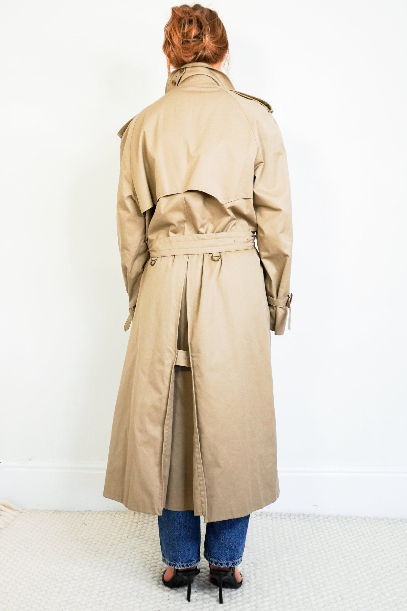 Aquascutum Beige Checkered Belted Trench Coat RRP £600 | Authentic Preloved - Reloved Again
