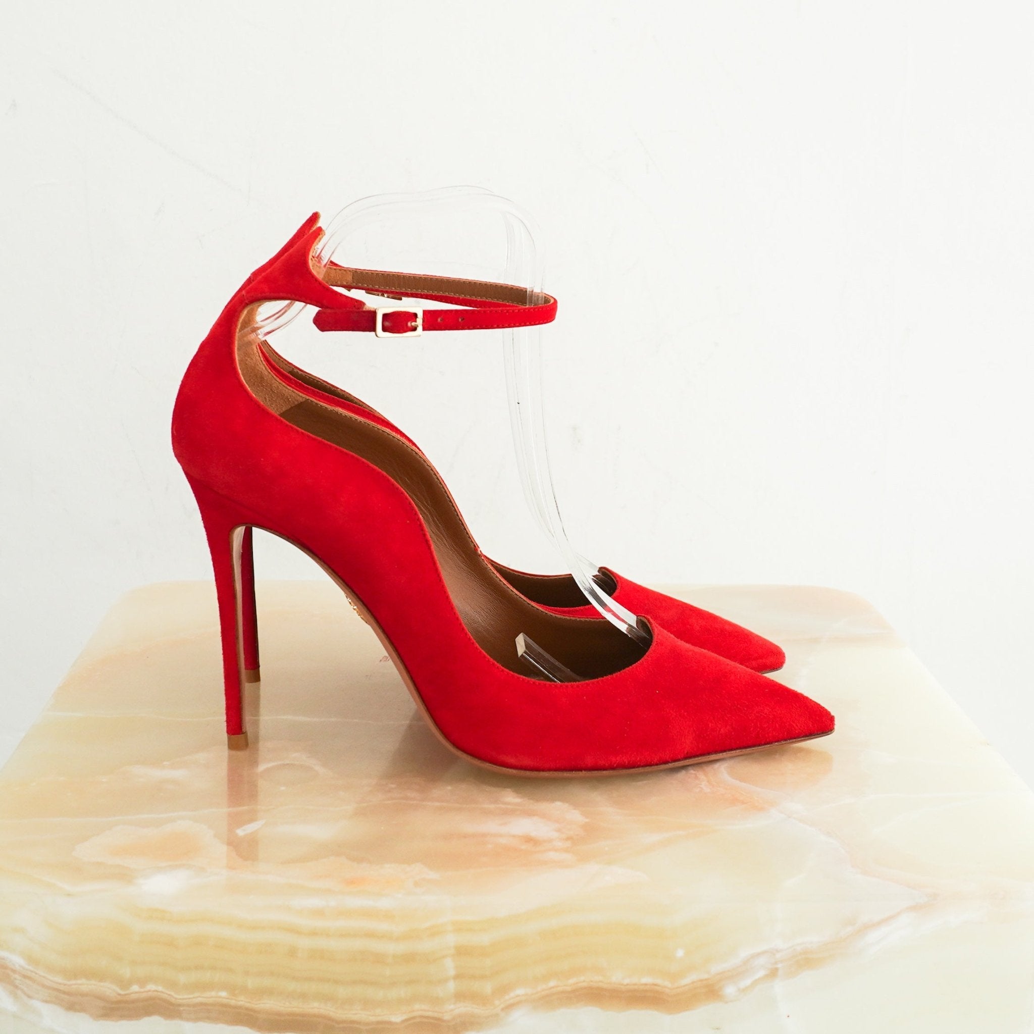Aquazzura Love Affair Red Suede Pumps RRP £655 | Authentic Preloved - Reloved Again