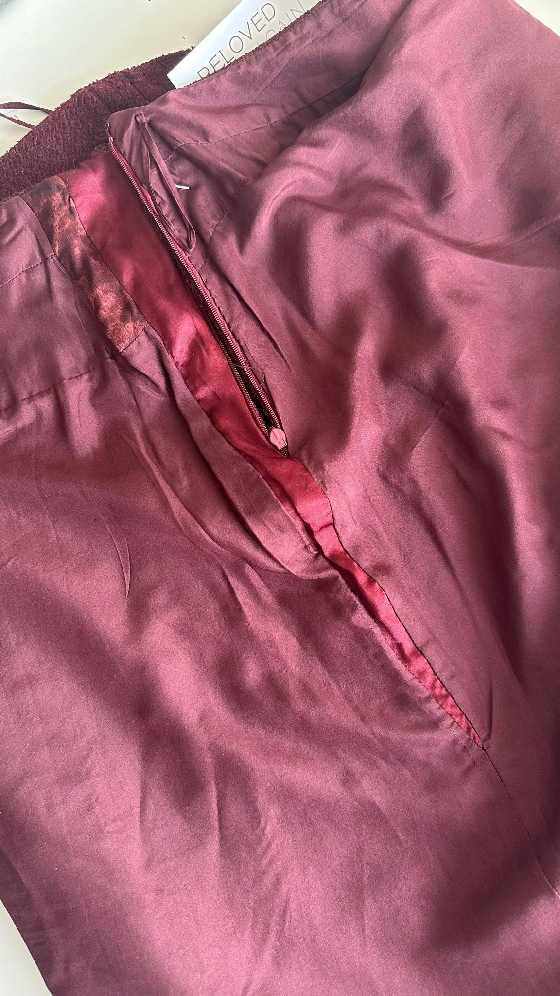 Authentic Chanel Burgundy Wool Skirt | Preloved Luxury Fashion - Reloved Again