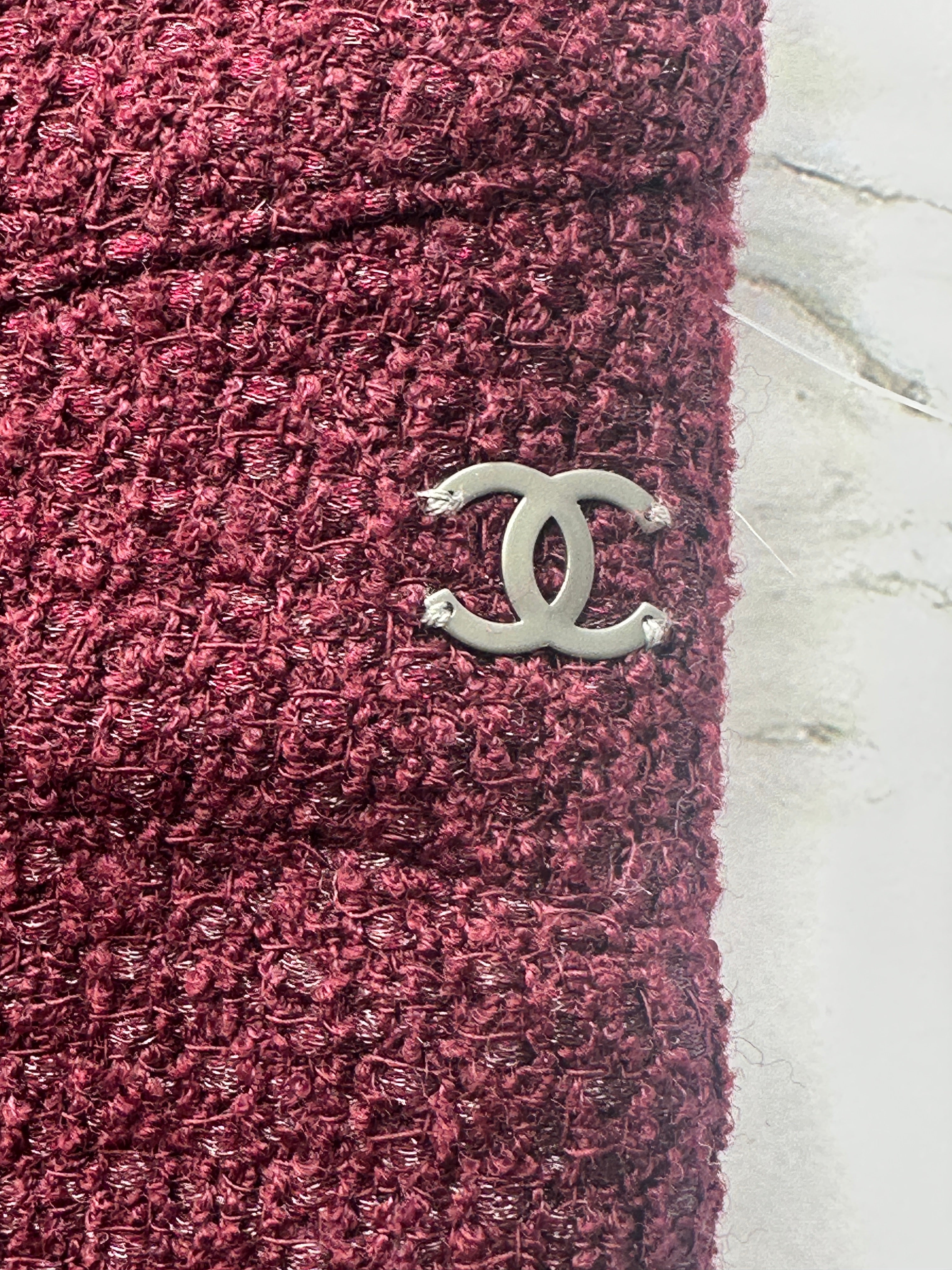 Authentic-Chanel-Burgundy-Wool-Skirt-zoom-logo-hardware-Chelsea-london