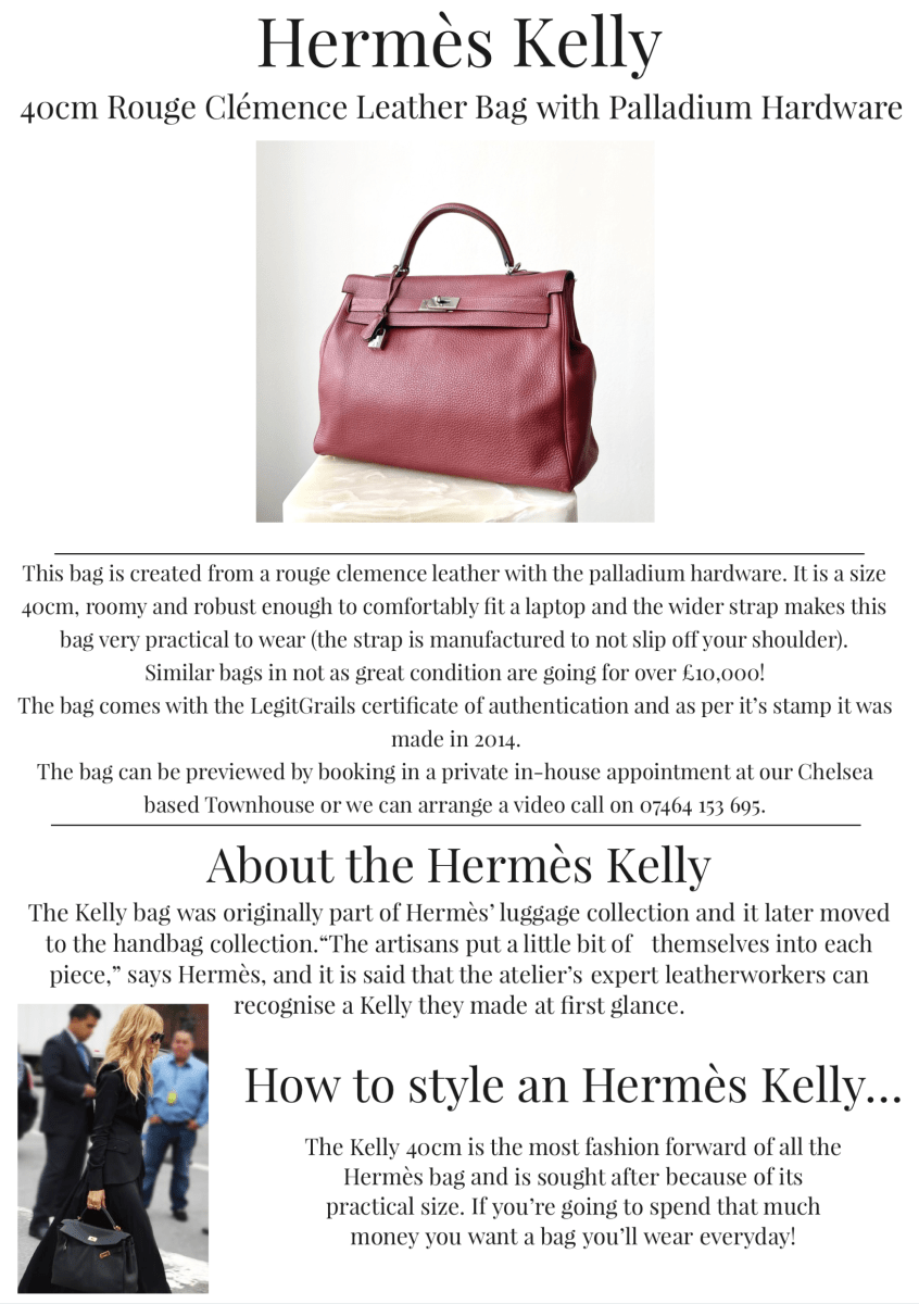 Hermès Kelly 40cm – Rouge Clémence Leather with Palladium Hardware | Authentic Preloved - Reloved Again