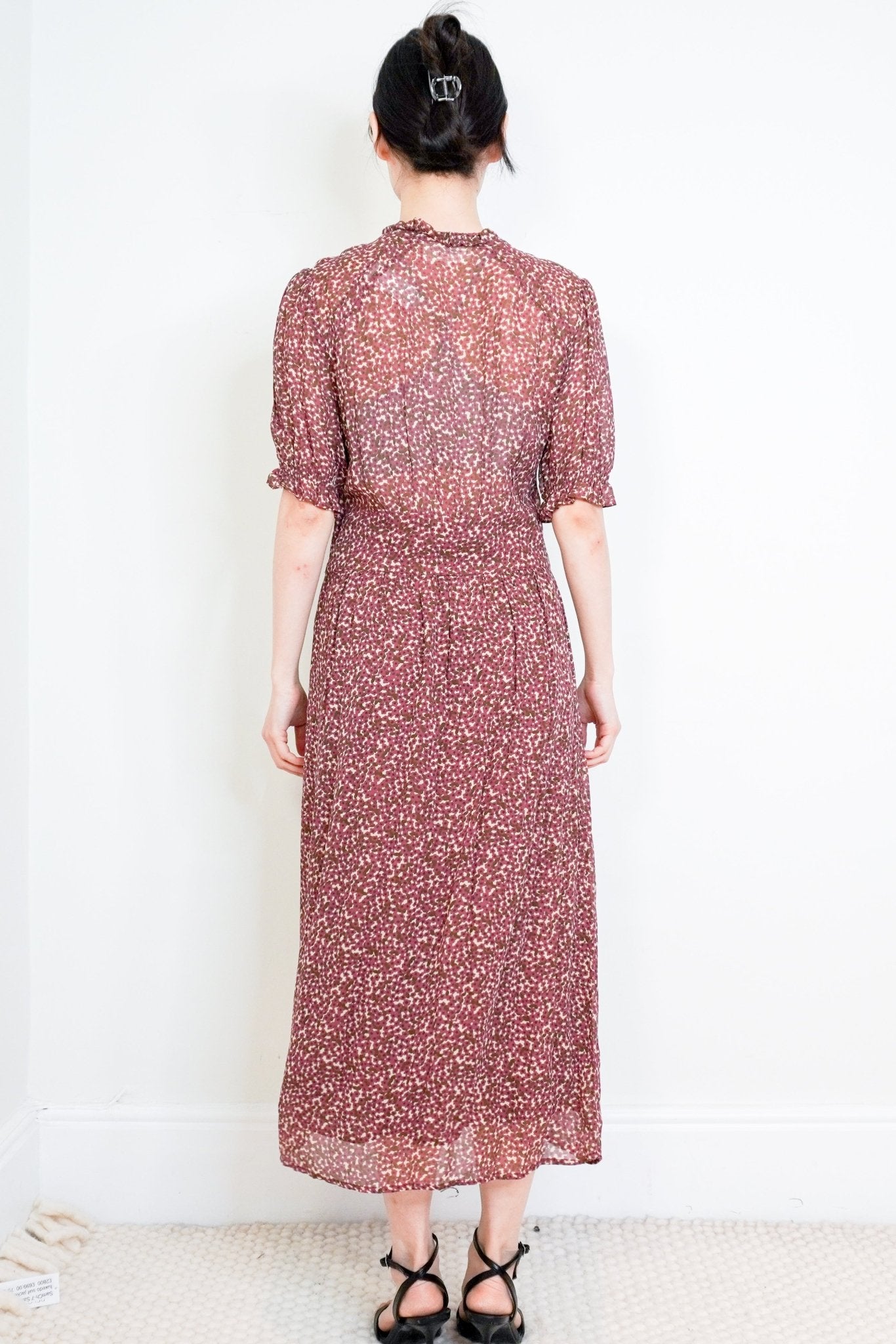 BA&SH Burgundy Midi Lady Dress RRP £300 | Authentic Preloved - Reloved Again