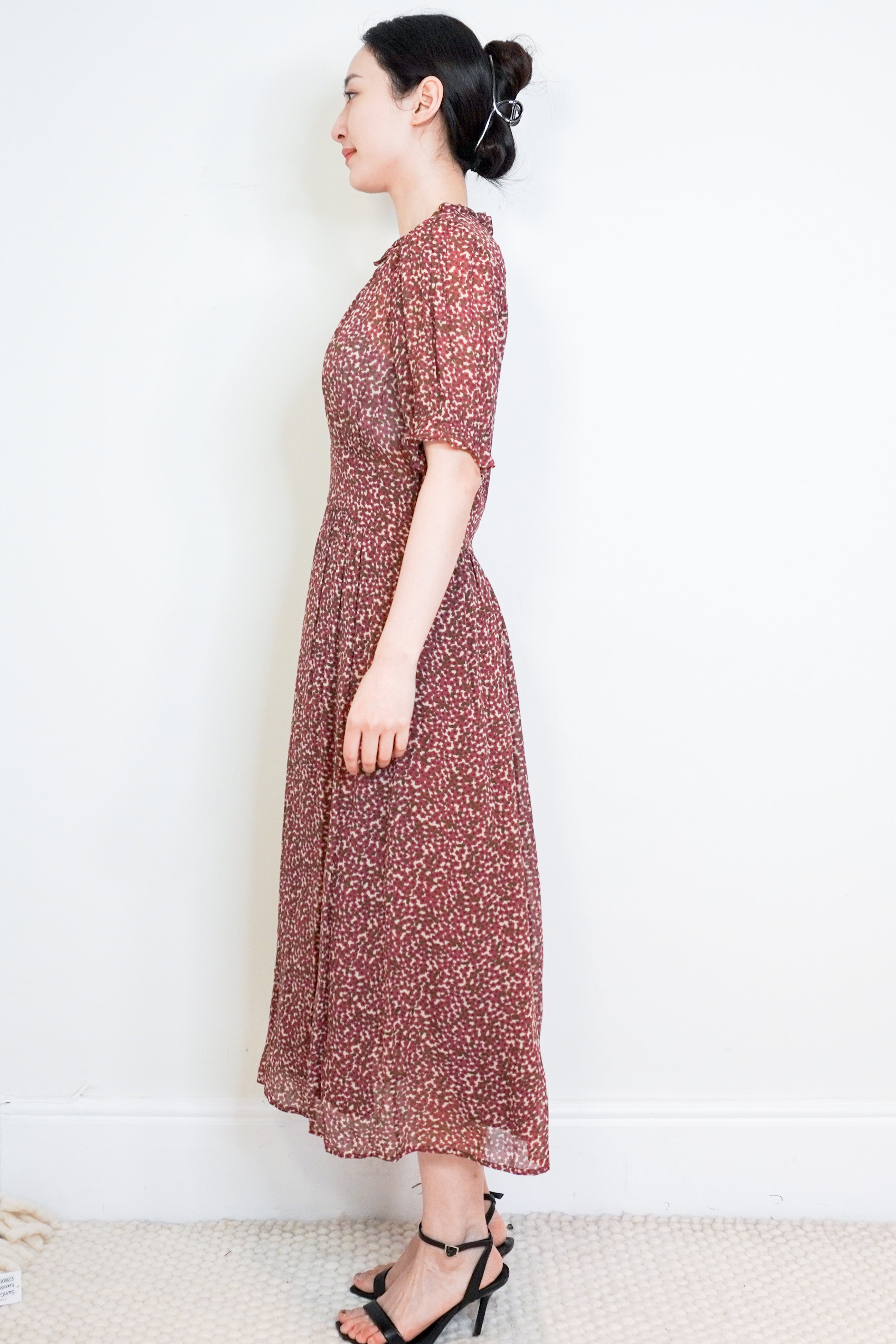 BA&SH-Burgundy-Midi-Lady-Dress-side-picture-Chelsea-London