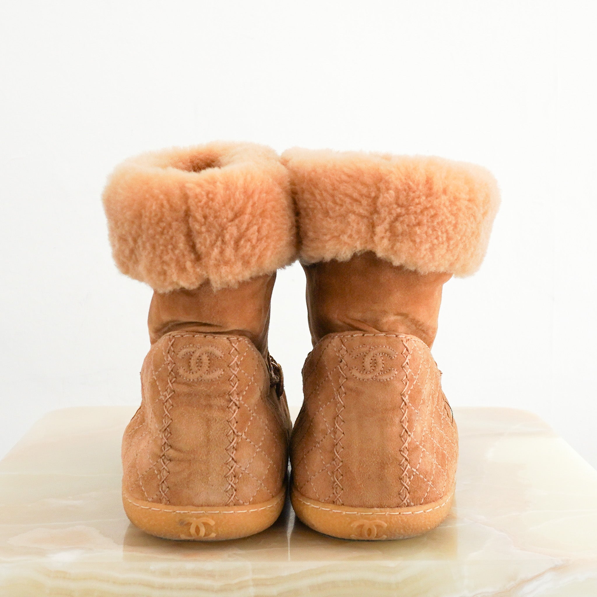 Chanel Shearling Chain Link Boots RRP £1,266 | Authentic Preloved - Reloved Again