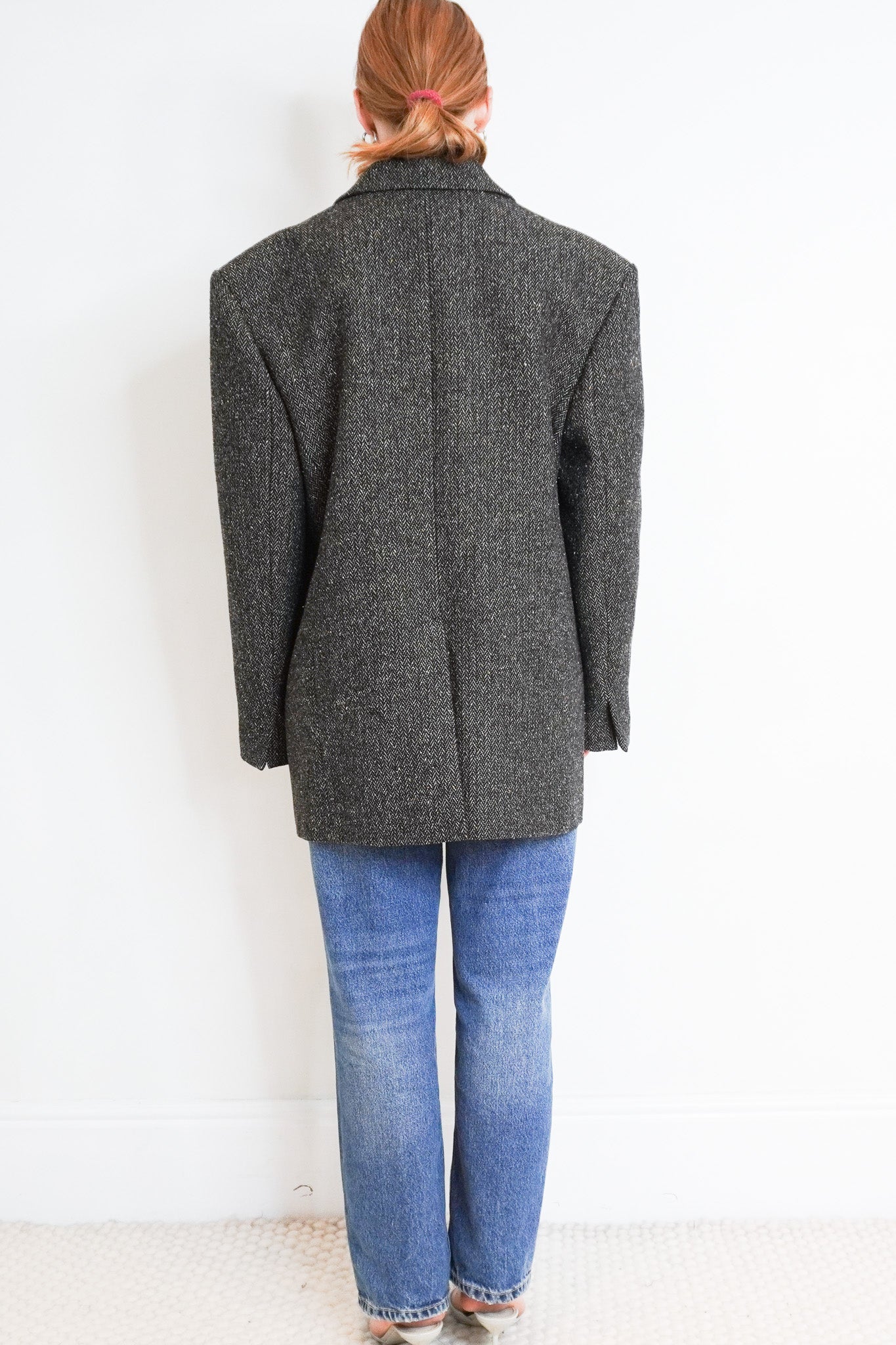Back Image: Sandro Maron Tweed Blazer Jacket in Herringbone