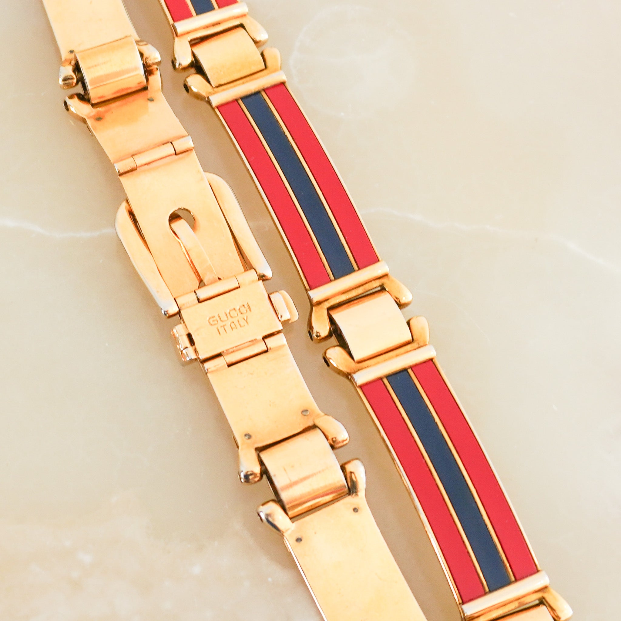 Gucci Vintage Striped Metal Link Belt RRP £595 | Authentic Preloved FINAL SALE - Reloved Again