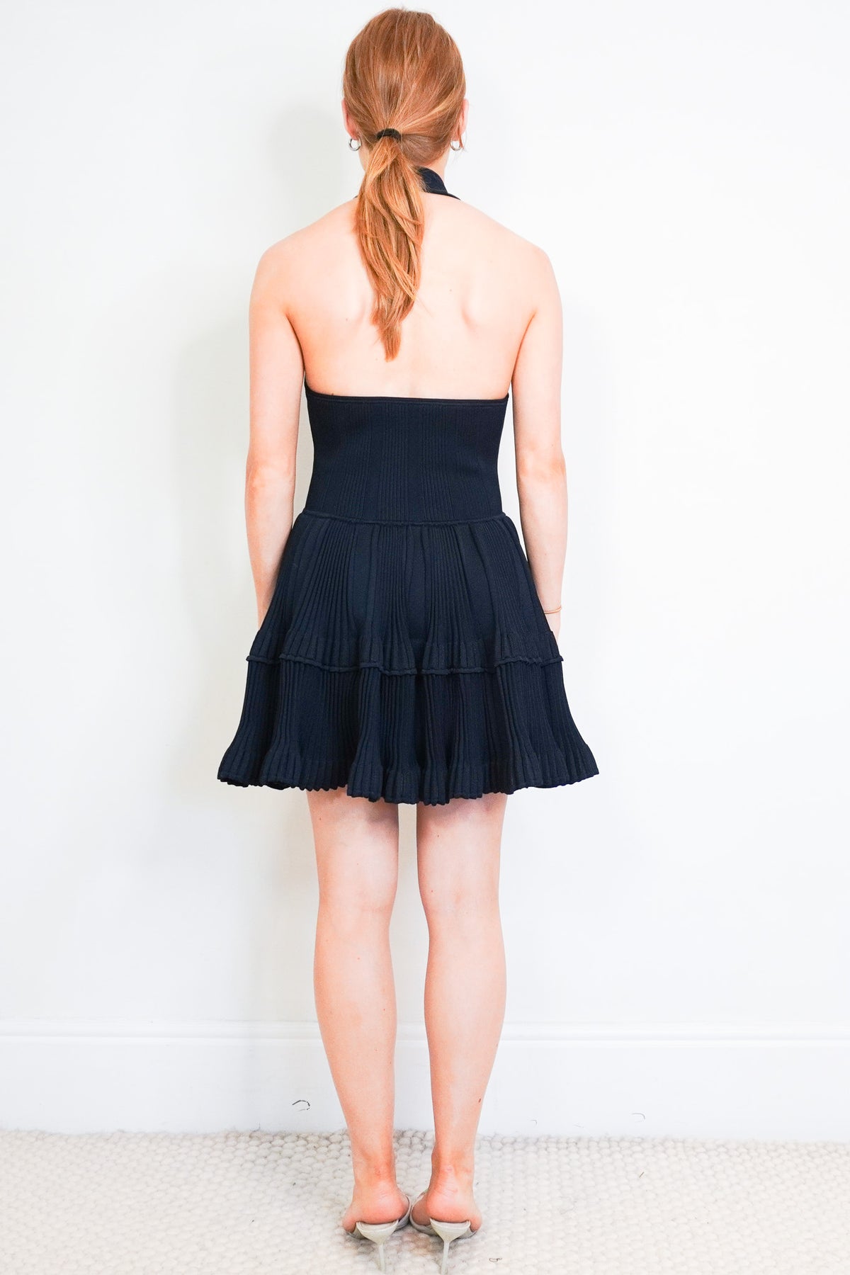 Alaïa Crinoline Ribbed Stretch-Knit Mini Dress Dark Blue (RRP £1900) | Authentic Preloved - Reloved Again