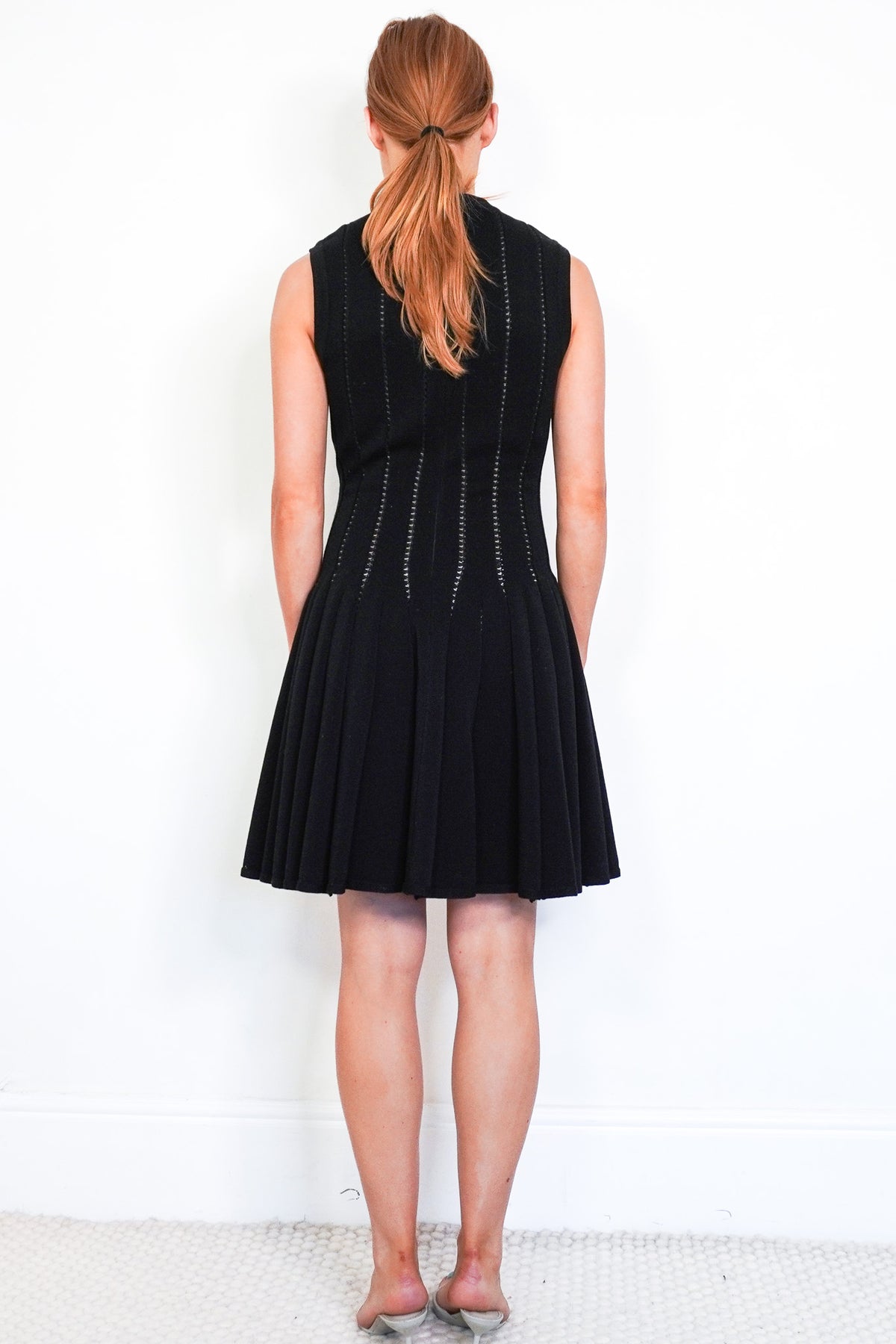 Back Image: Alaia Black Knit Skater Dress