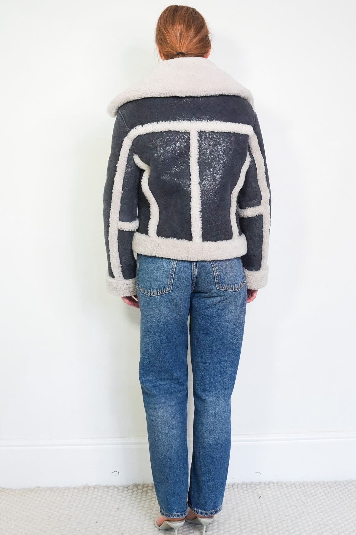 Back Image: All Saints Lambs Leather Shearling Jacket
