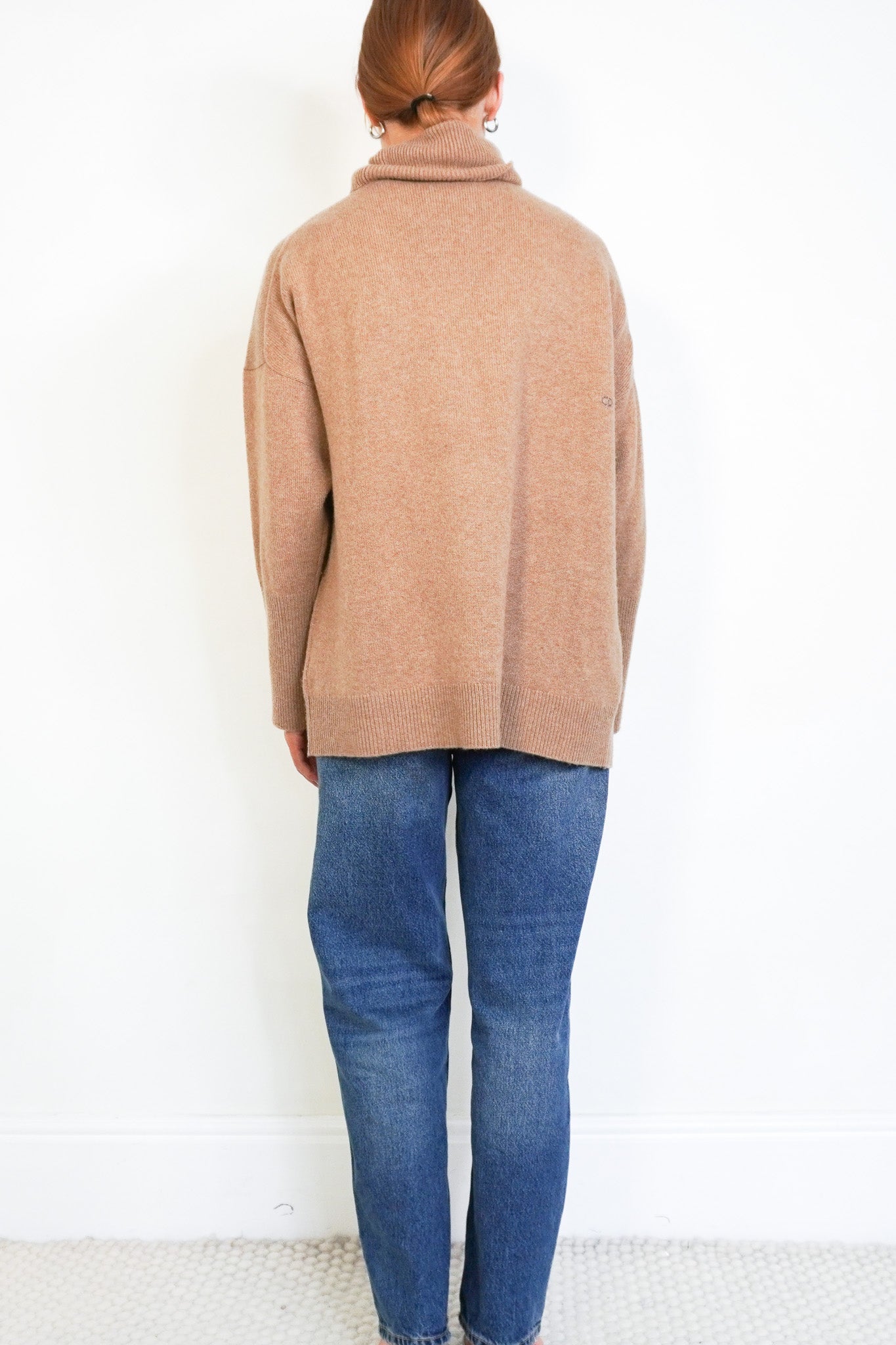 Back Image: Chinti & Parker High Neck Camel Jumper