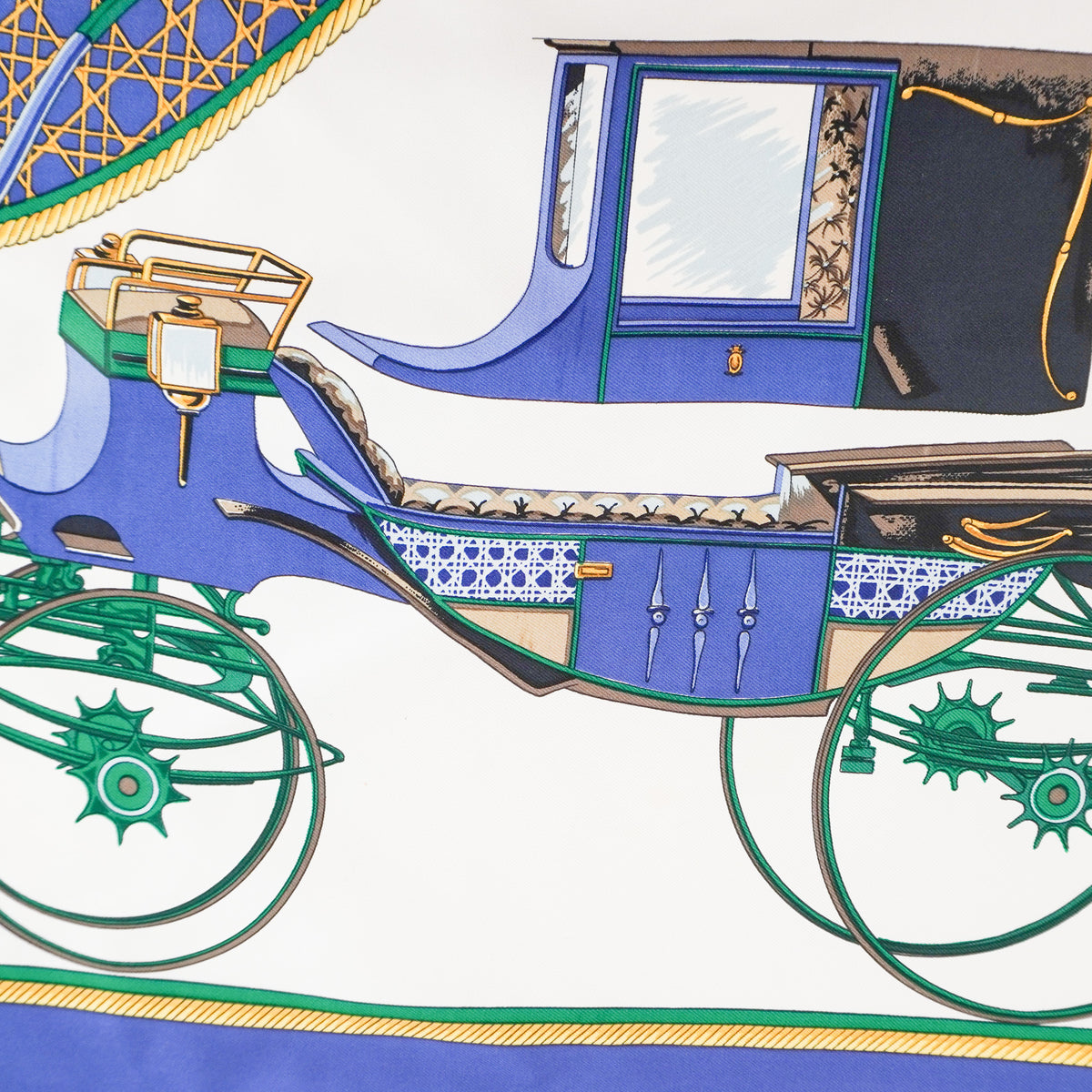 Back Image: Hermès Blue and White Printed Silk Scarf