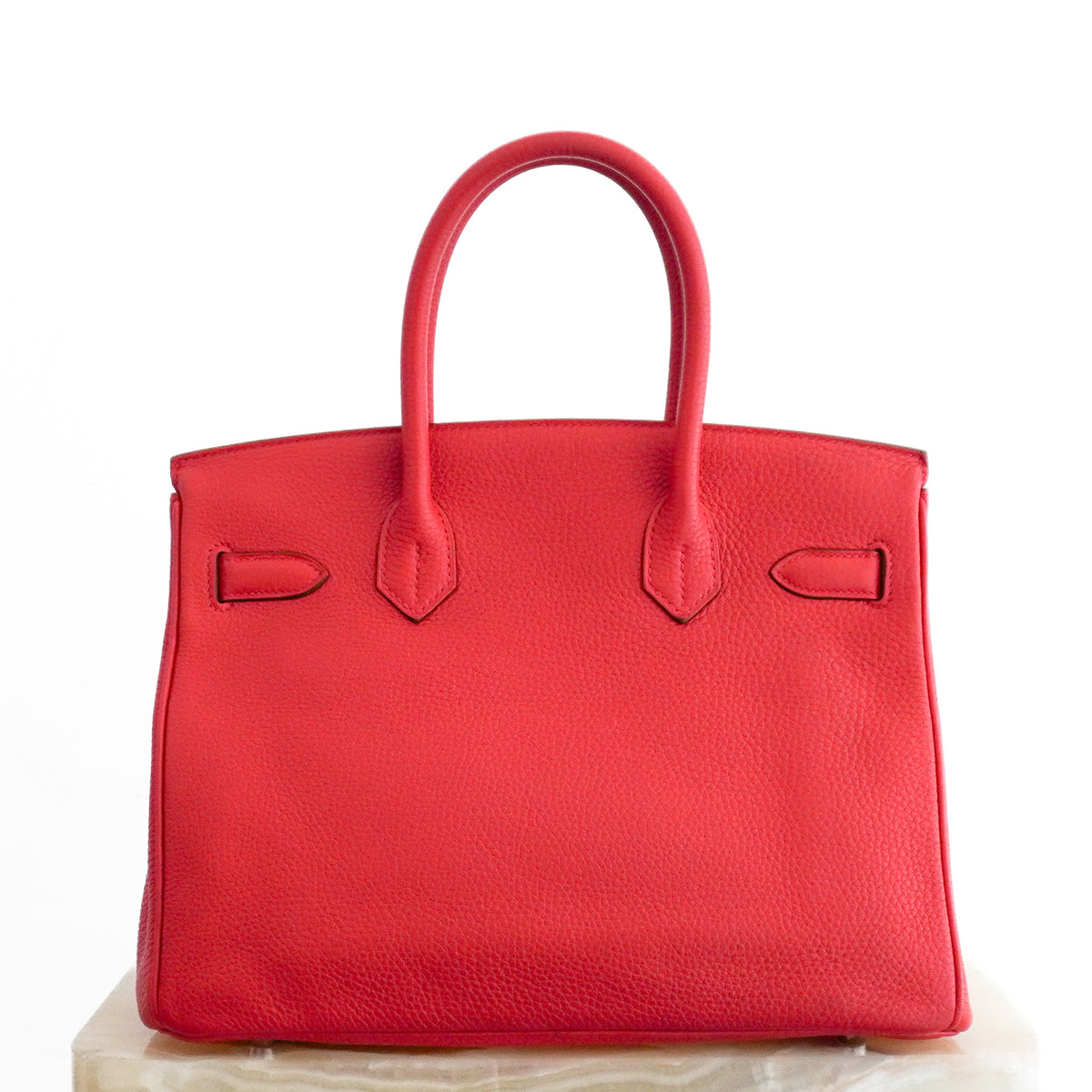 Back Image: Hermes Birkin 30 Togo Palladium Rouge Casaque