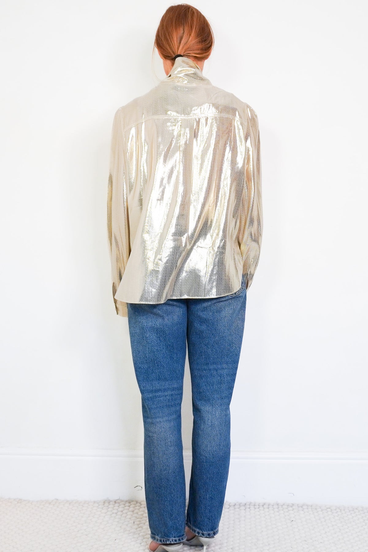 NEW Self Portrait Metallic Pussy Bow Blouse (RRP £304) | Authentic Preloved - Reloved Again