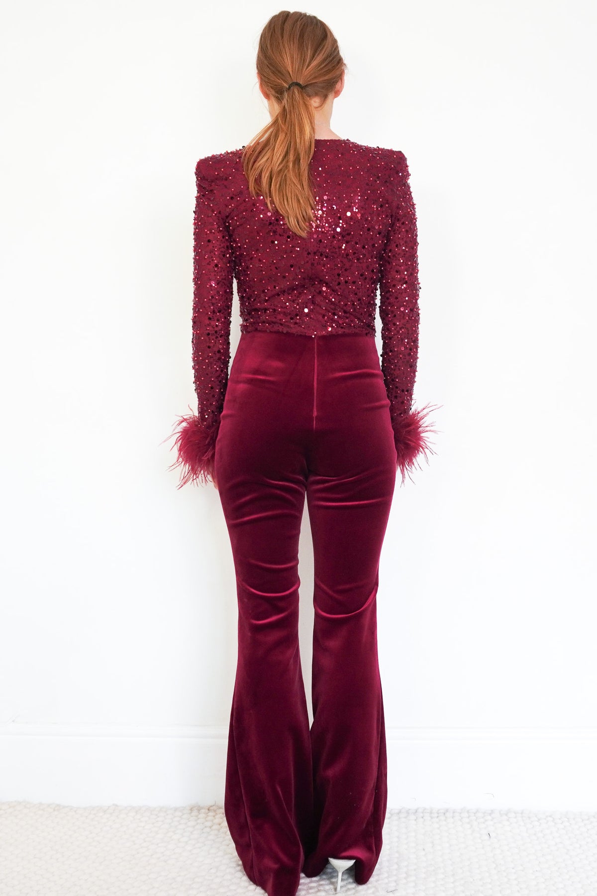 Nadine Merabi Red Sequin and Velvet Playsuit (RRP £250) |Authentic Preloved - Reloved Again
