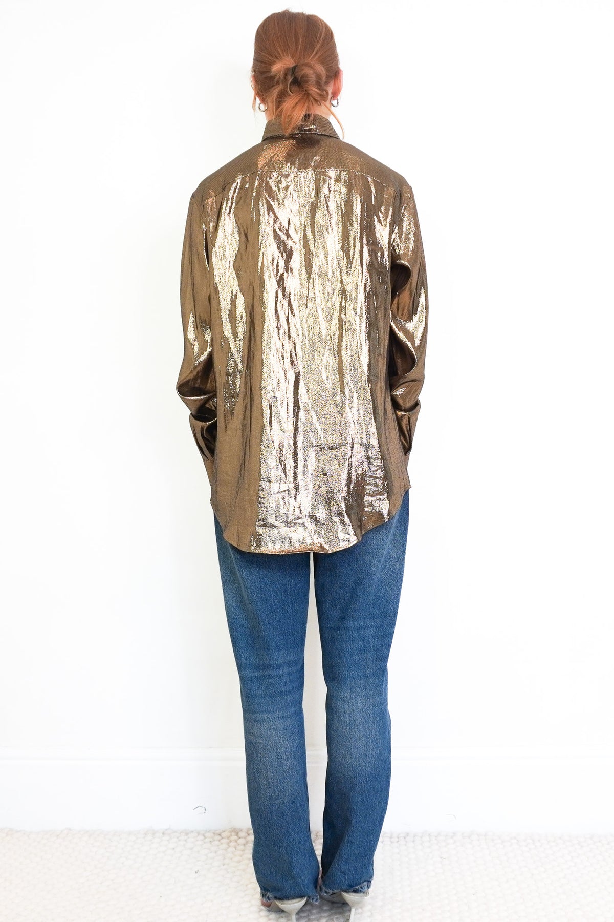Back Image: Saint Laurent Lame Gold Shirt