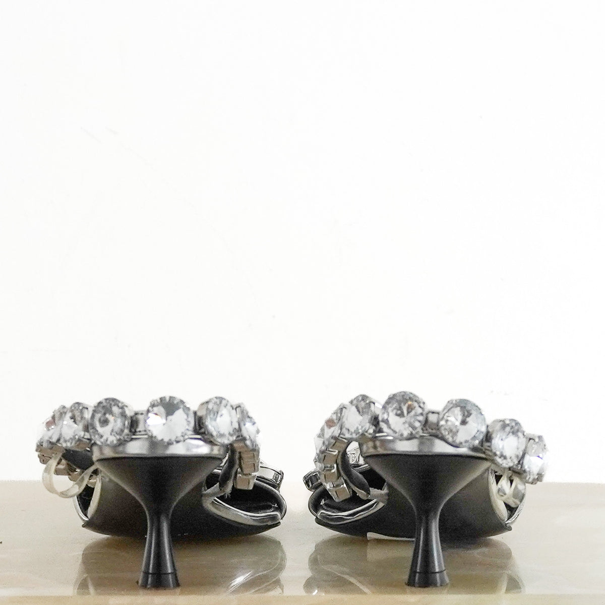Back Image: Stella McCartney Elsa Embellished Metallic Slingback Pumps