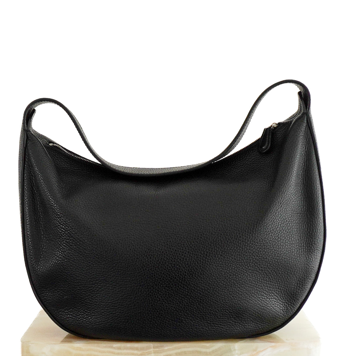 Back Image The Row Allie Shoulder Bag in Black Grained Calfskin Leather