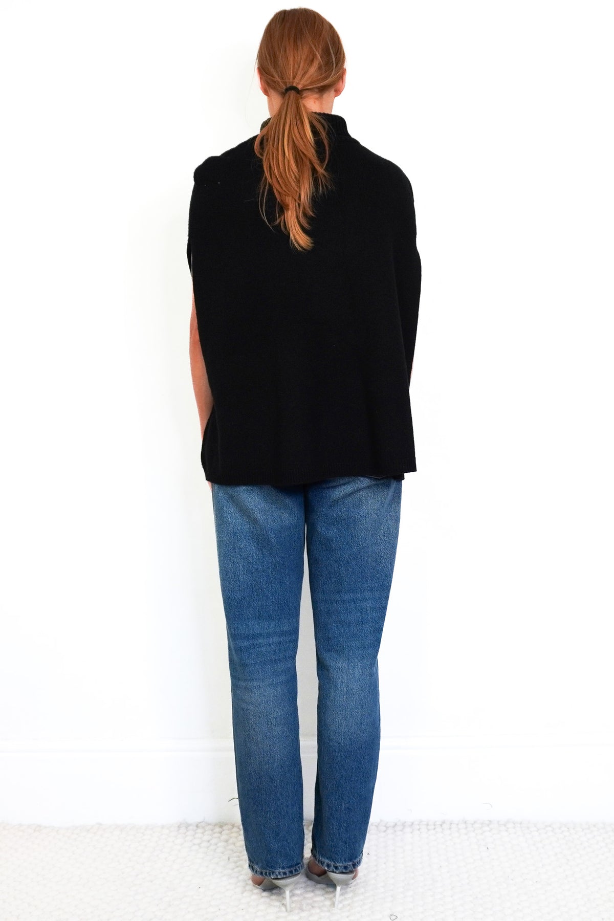 Back Image: Weekend Max Mara Black Cashmere Poncho