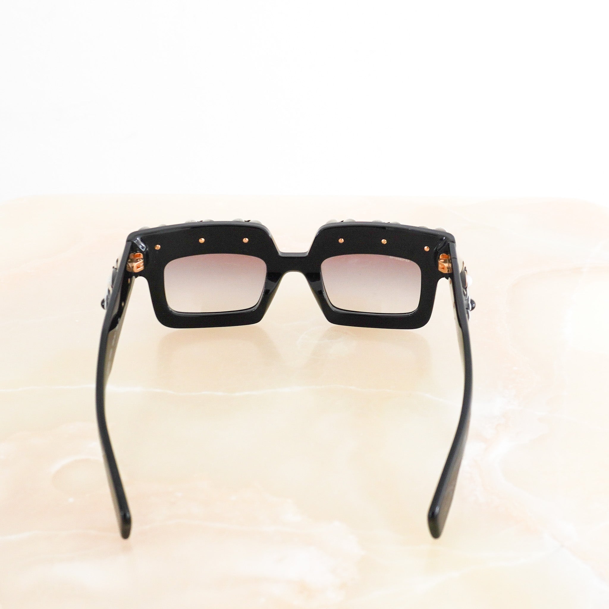 Prada Black Floral Embellished Square Sunglasses SPR 25P (RRP £350) | Authentic Preloved FINAL SALE - Reloved Again
