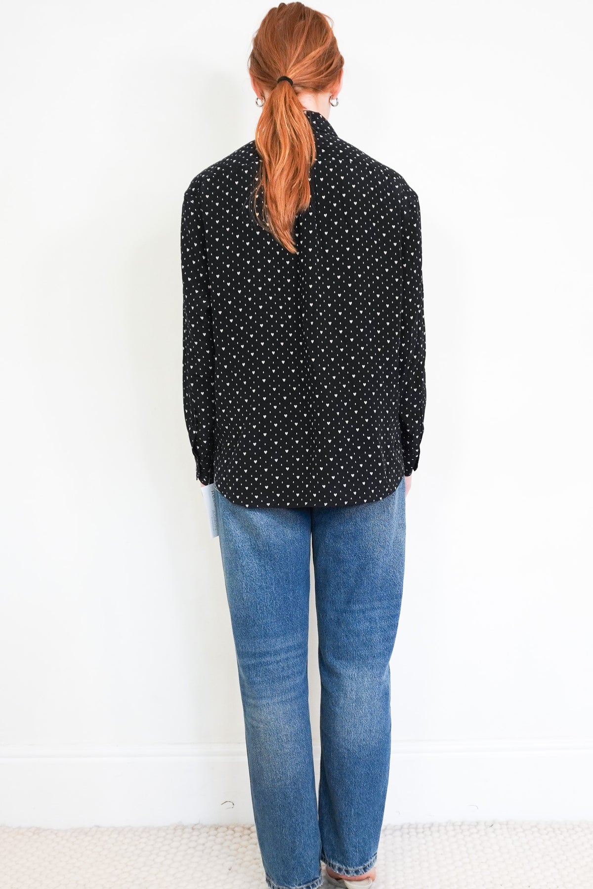 Back image Saint Laurent Heart Print Silk Blouse