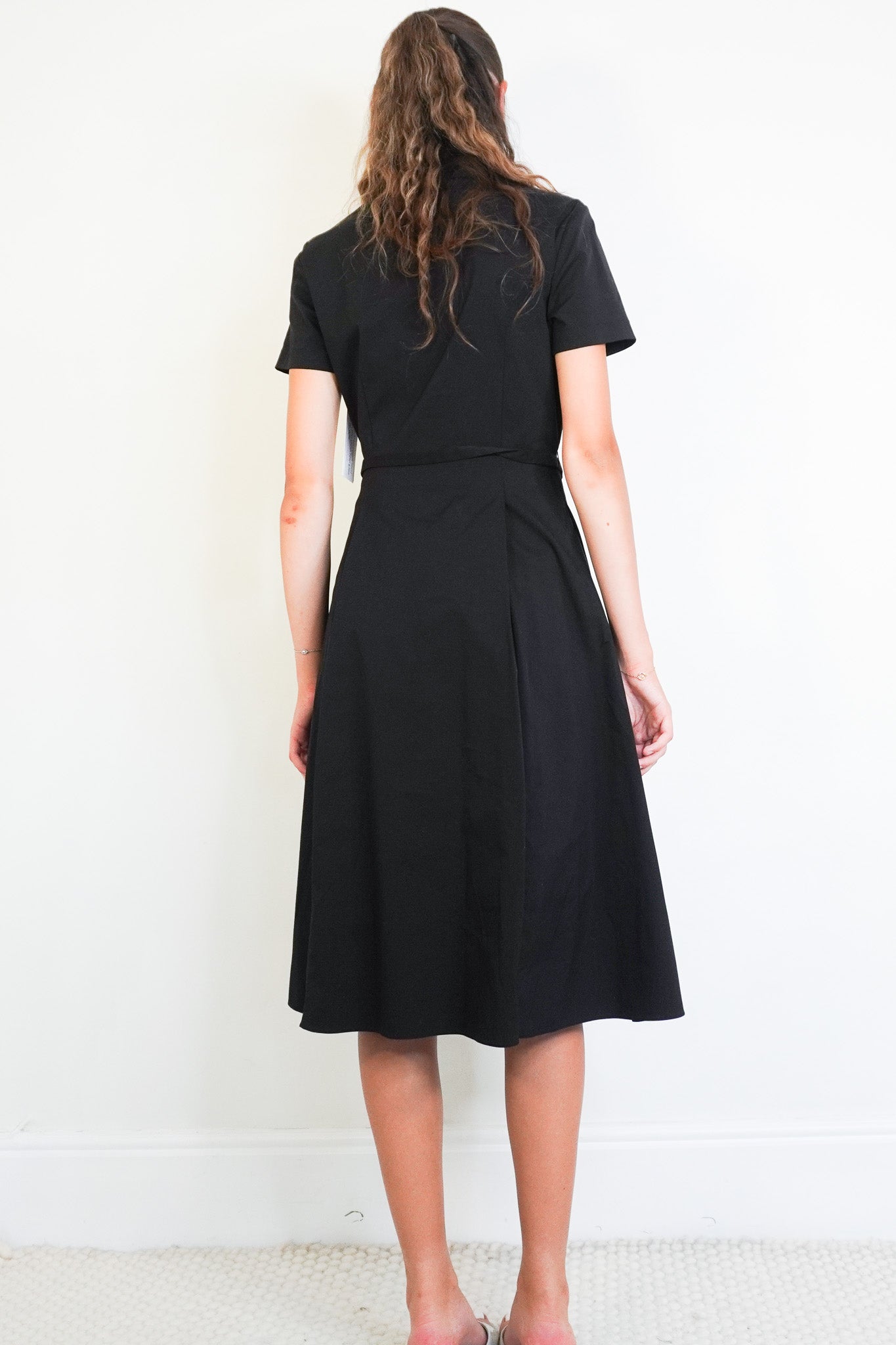 Back image Theory Black Shirt Midi Dress
