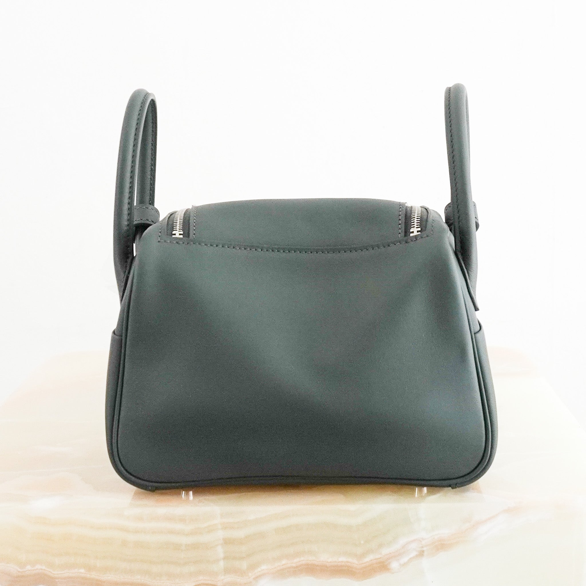 NEW Hermès Mini Lindy Bag in Vert Foncé Leather with Mixed Metal Hardware | Authentic Preloved - Reloved Again