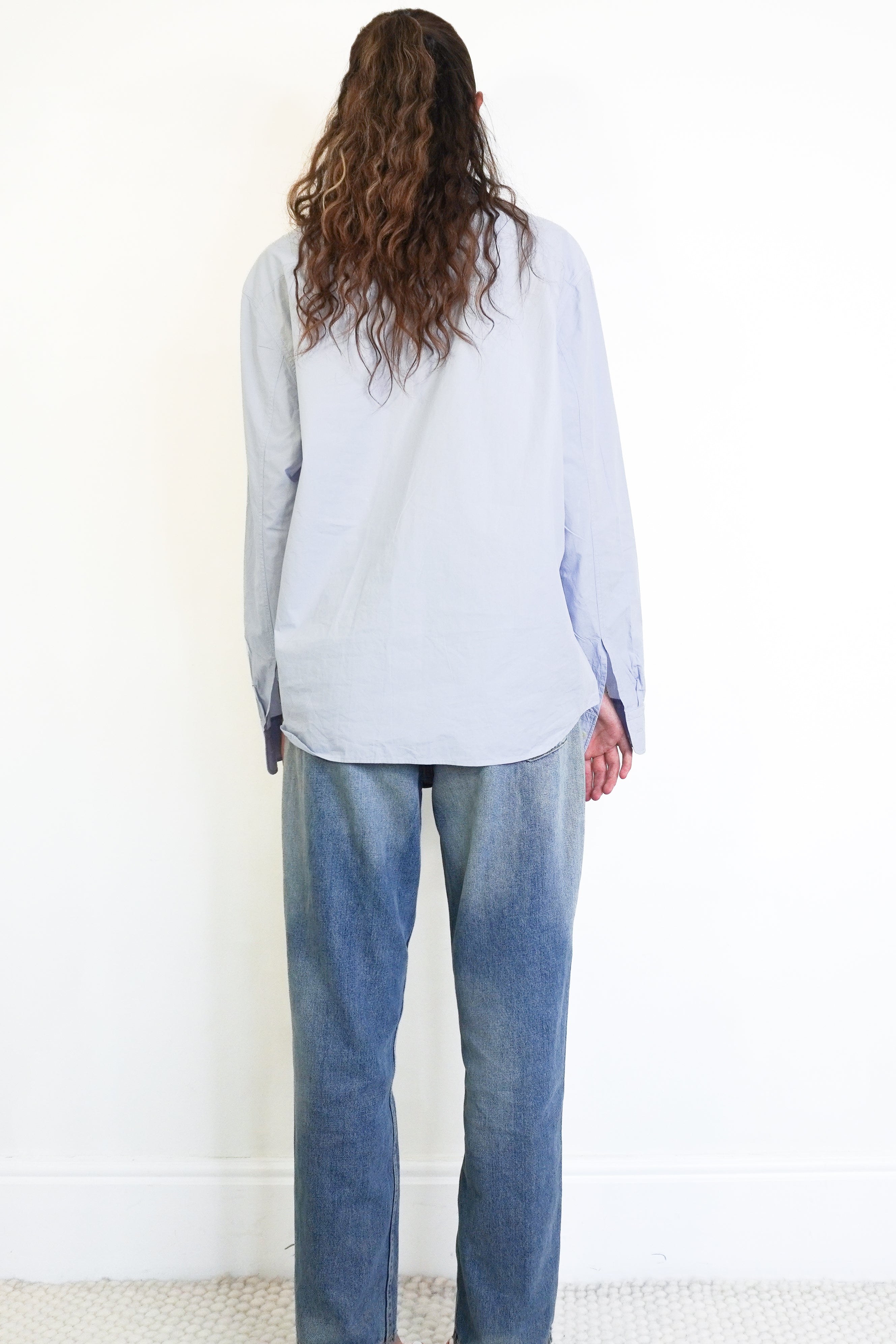 Back image of Khaite Blue Cotton Button Down Shirt