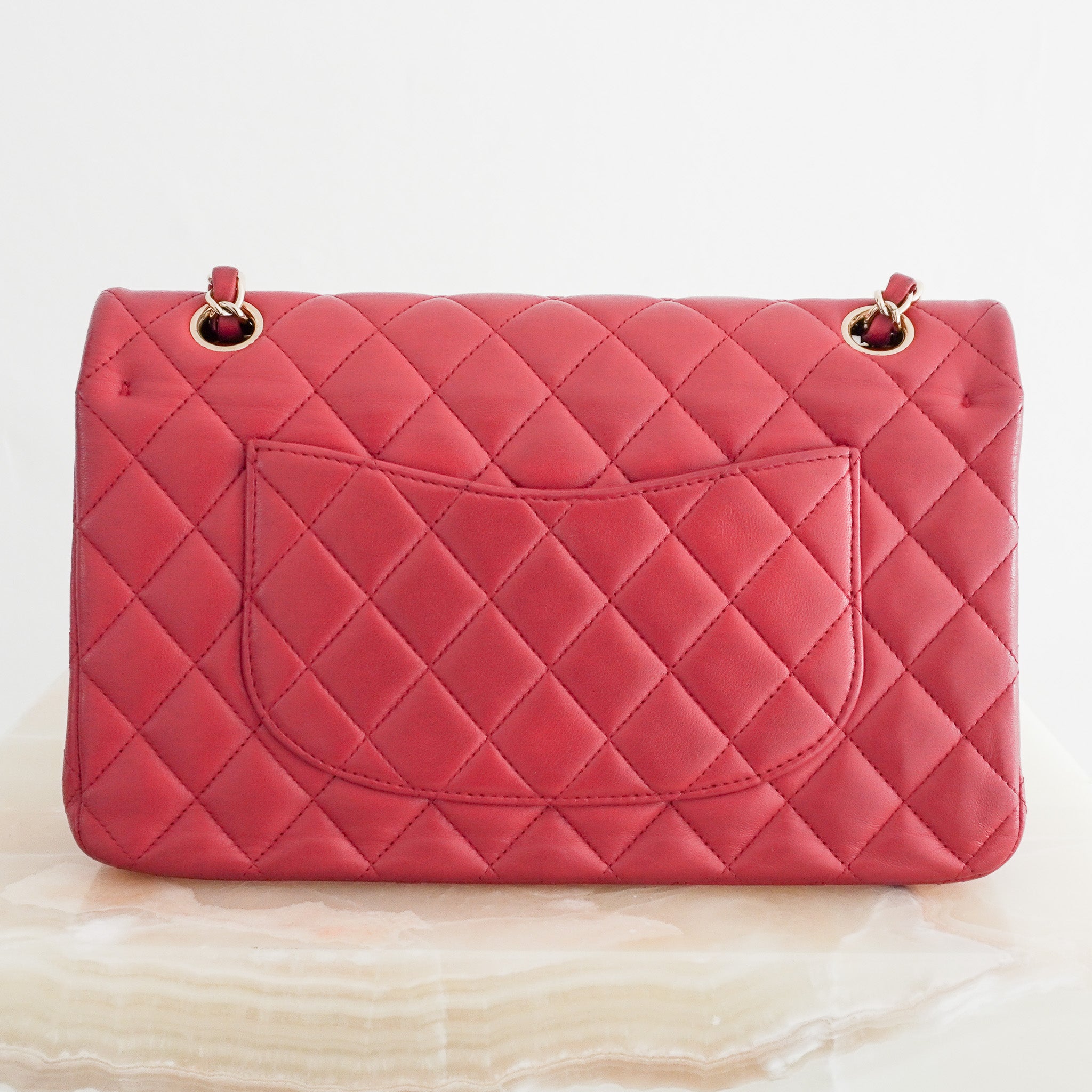 Back image of the Chanel Red Medium Classic Double Flap Bag