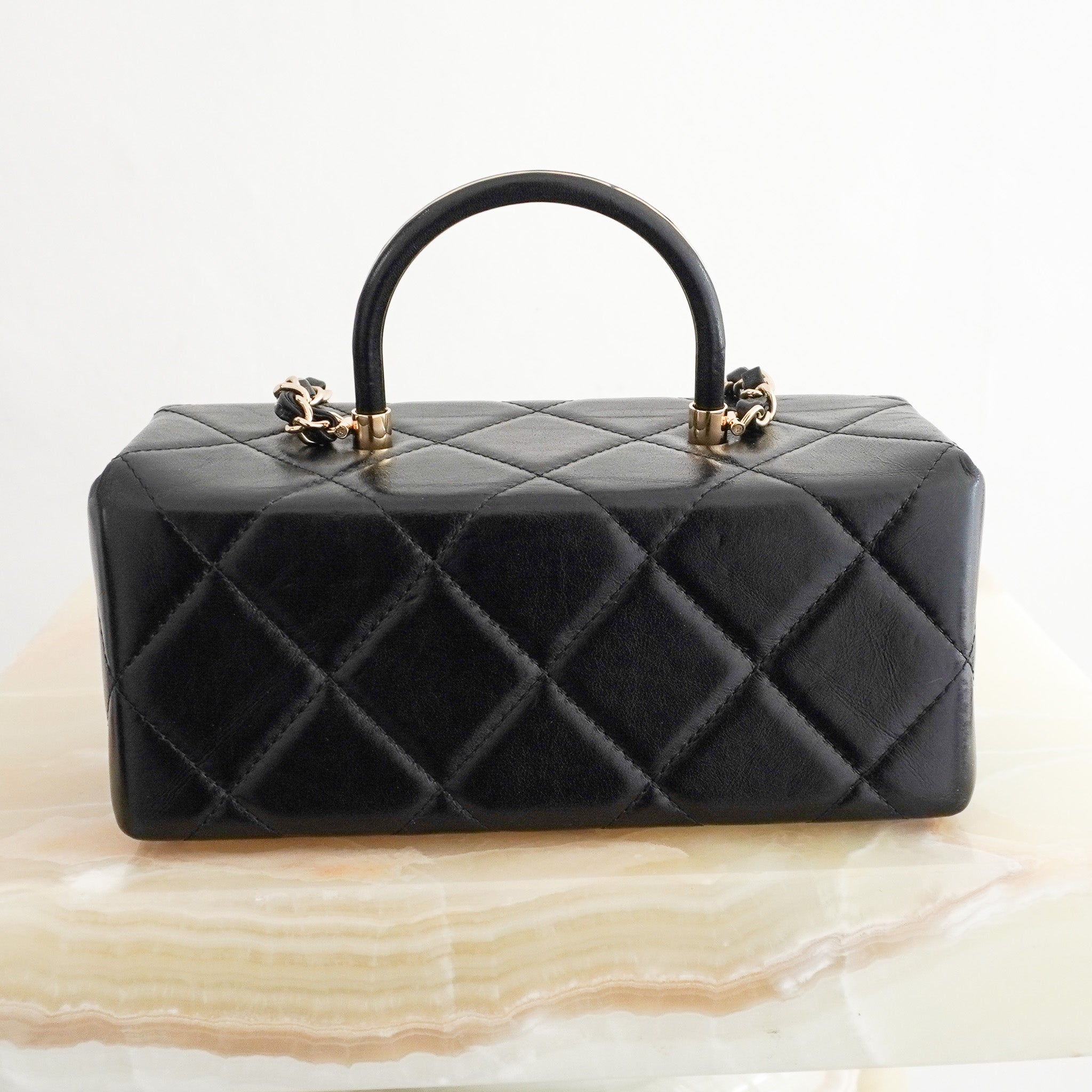Chanel Shiny Calfskin Quilted Top Handle Box Bag | Authentic Preloved - Reloved Again